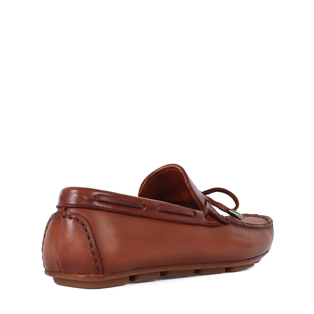 Celal Gültekin Mokassin Autofahrerschuh Karreekappe Slipper Herren Loafer Glattleder, Schleife, Leder-Decksohle, Cognac, 44 – Bild 5 von 5