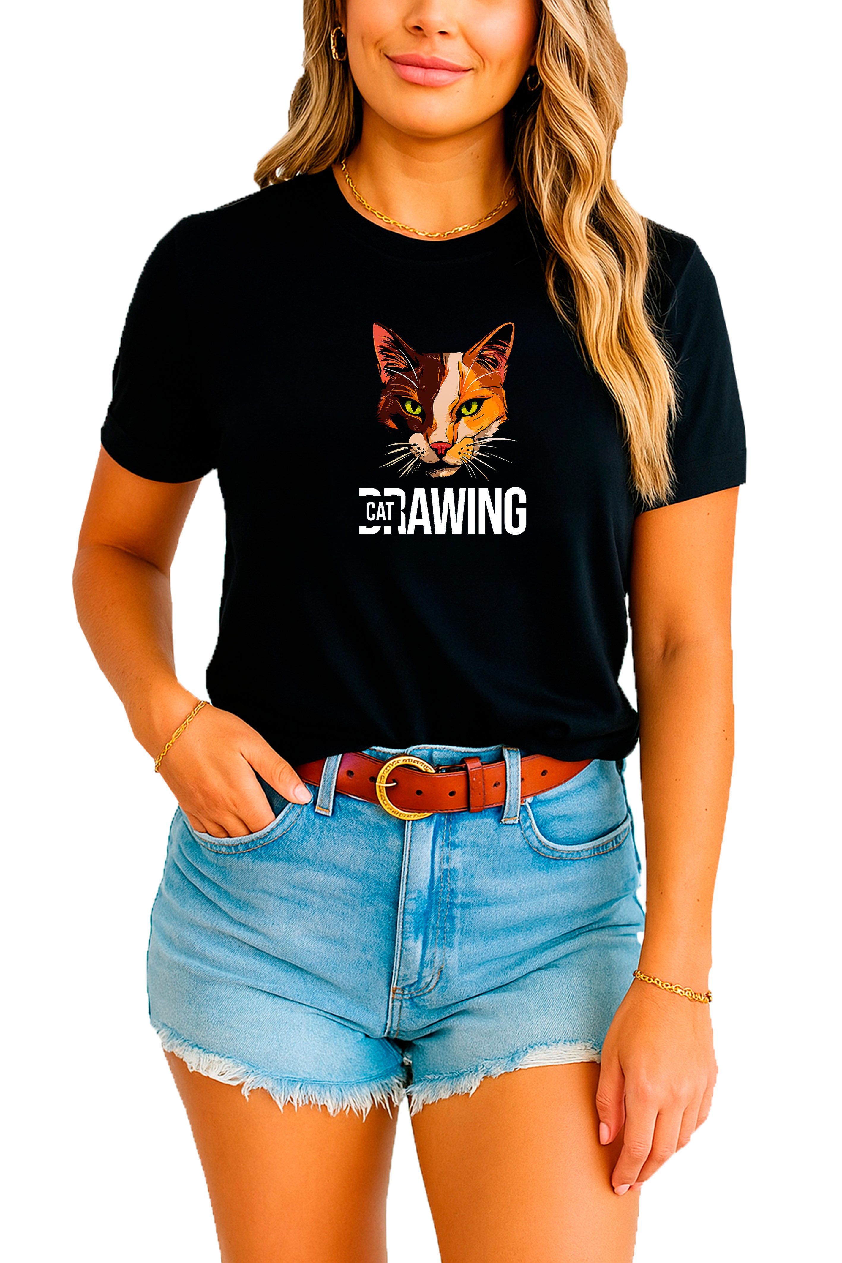 Banco T-Shirt Damen Kurzarm Rundhals Katze Love Liebe Unifarben günstig online kaufen