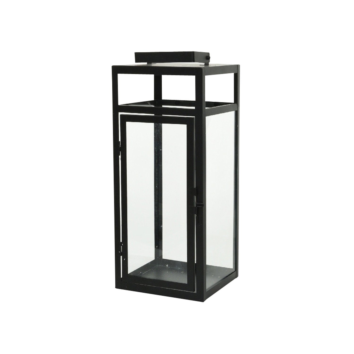 Kerzenlaterne Laterne Cessa, B 14 cm, H 34 cm, Schwarz, Eisen, Glas, mit Tragegriff