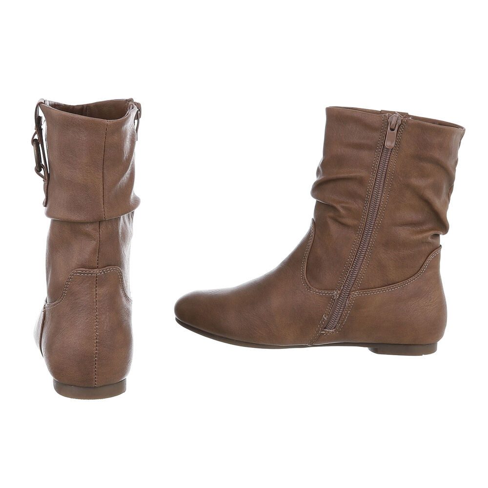 Ital-Design Damen Freizeit Stiefelette (88519463) Blockabsatz Flache Stiefeletten in Hellbraun – Bild 5 von 5