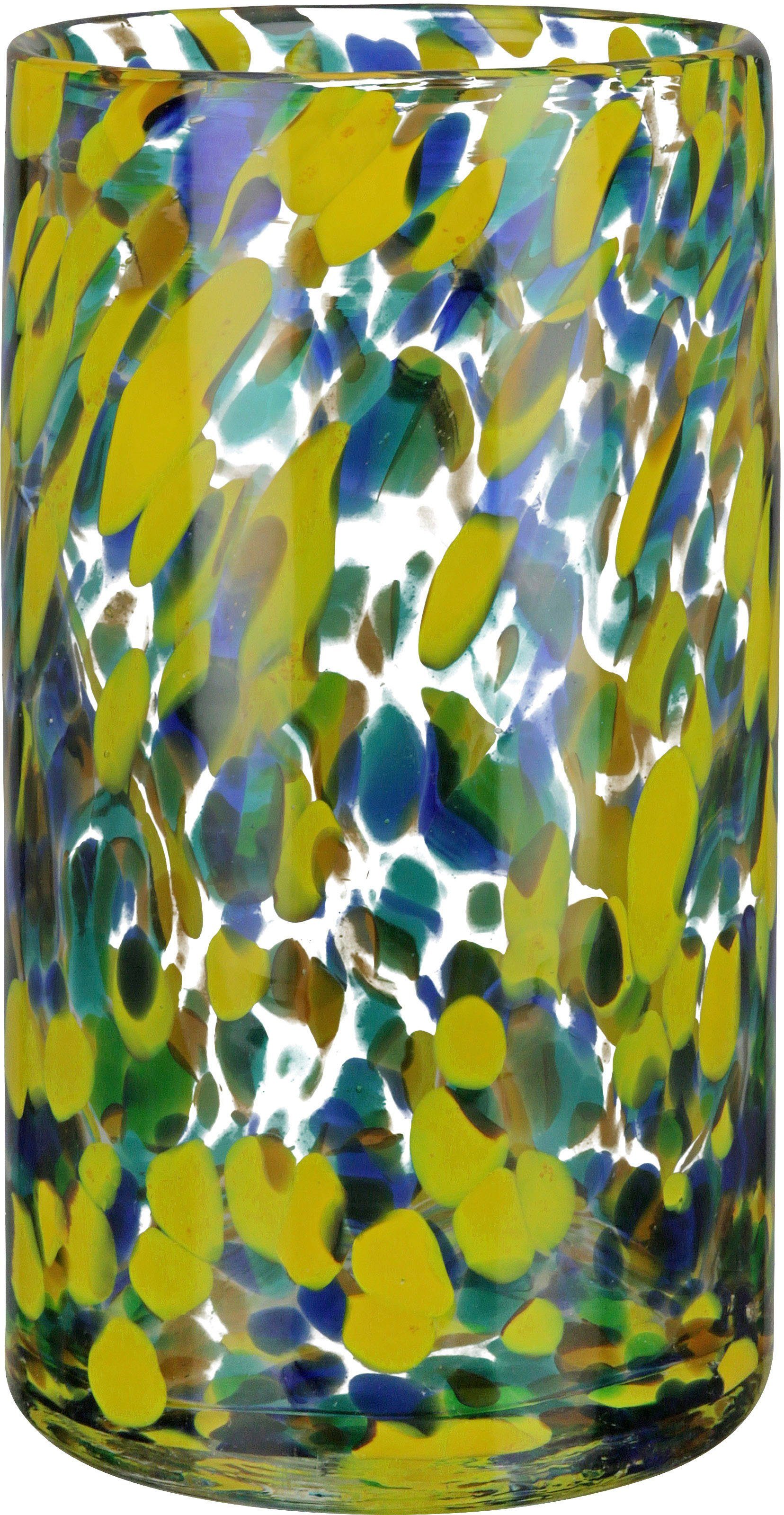GILDE Tischvase Zylindervase Splash, Höhe ca. 21 cm (1 St), dekorative Vase  aus Glas, Blumenvase
