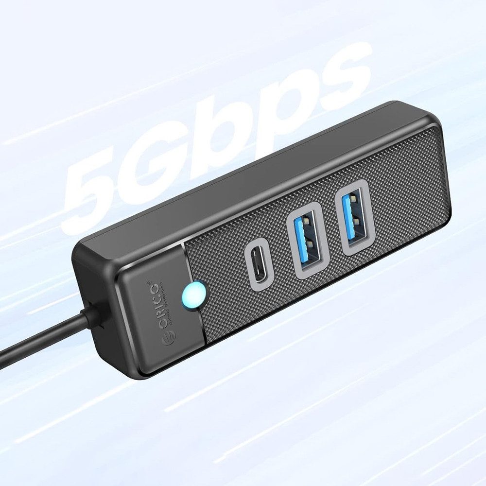 ORICO USB-Hub Verteiler HUB (3-in-1, USB-A, 2x USB-A, 1x USB-C, kompakt)
