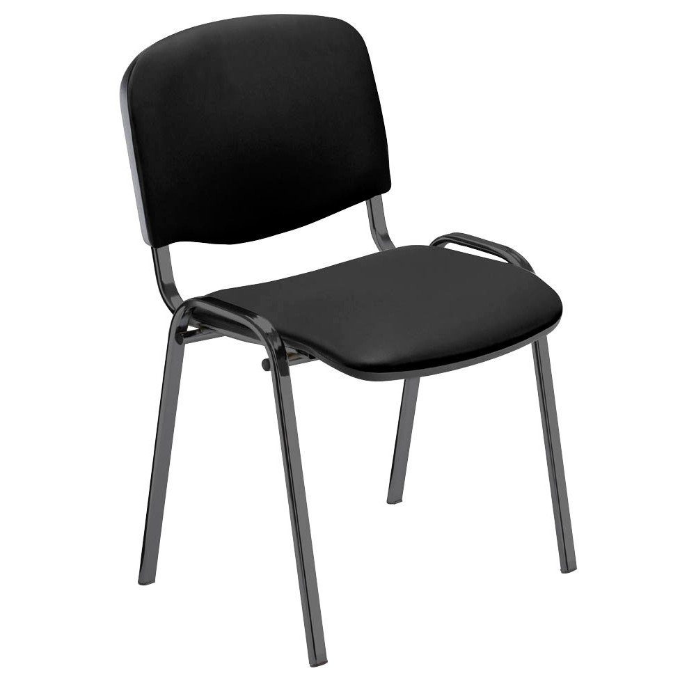 Nowy Styl Besucherstuhl 4 Besucherstühle stapelbar Kunstleder schwarz/schwarz