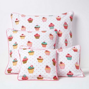 Kissenbezüge Kissenbezug aus Baumwolle mit Cupcakes, 30 x 30 cm, Homescapes
