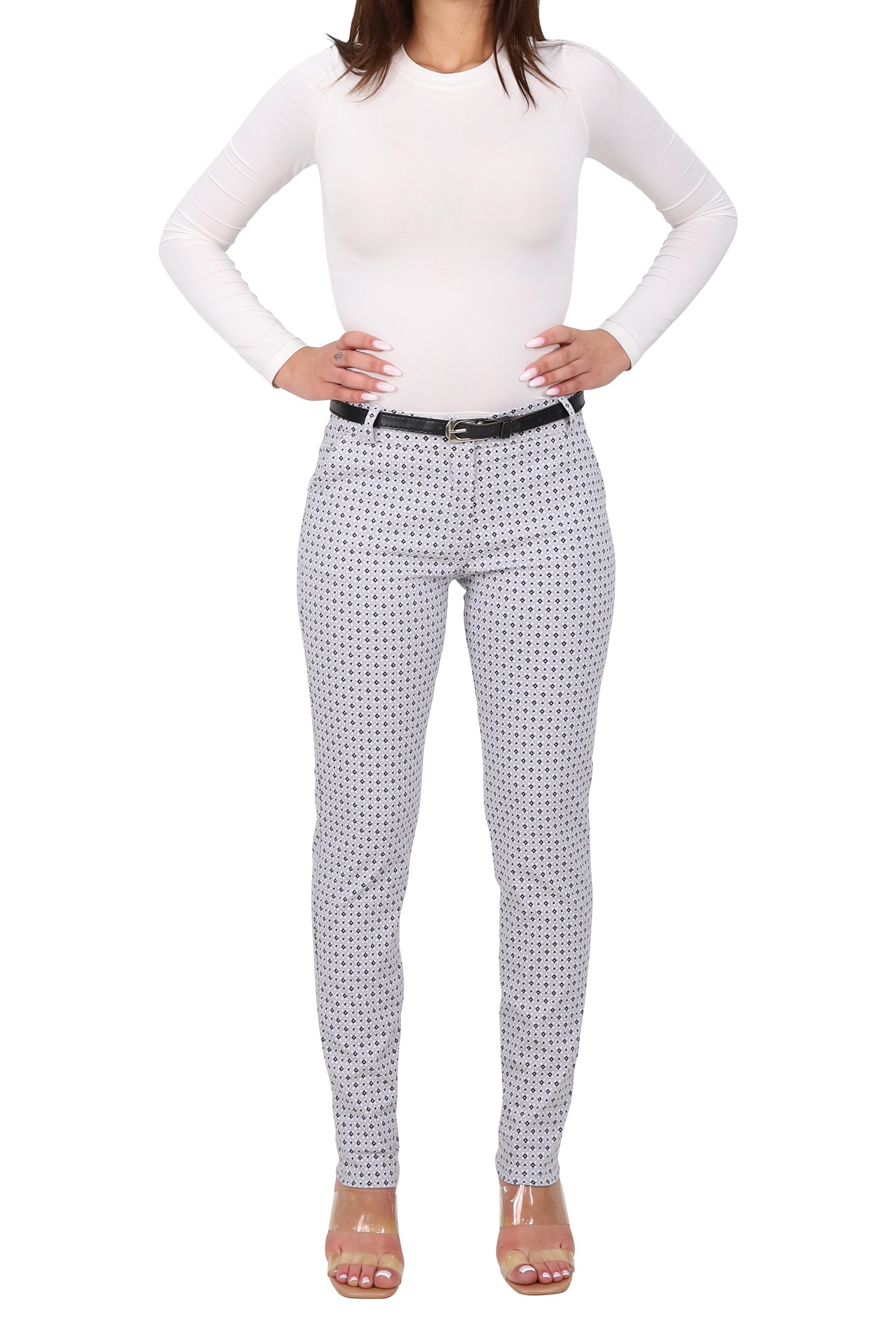 malito more than fashion Chinohose malito Damen gemusterte Stretch Chinohose 1032 gemusterte Stretch Chinohose comfort Hose