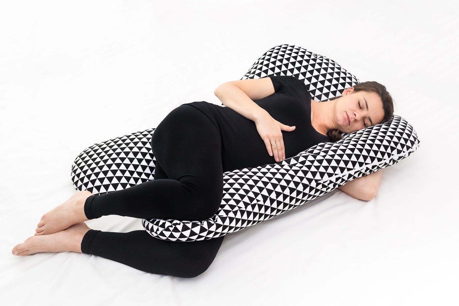 Loolay Stillkissen Schwangerschaftskissen Seitenschläferkissen Stillkissen Typ A U XXXL, 330 cm Lagerungskissen GRAU MUSTERN, LUX WEICH Relaxkissen + 100% Bio-B – Bild 5 von 5