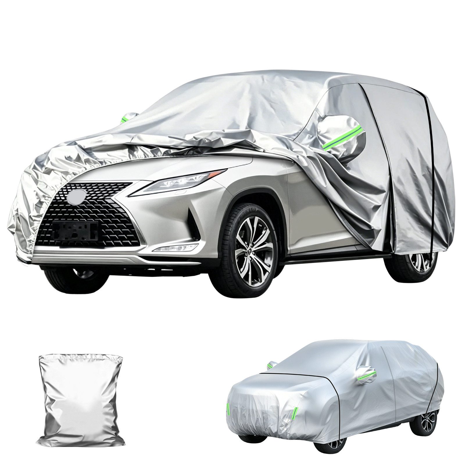 CkeyiN Pro Autoplane Vollgarage, Abdeckplane,Autoschutzhülle, Autoabdeckung, (UV-Schutz, Staubdicht,Wetterfeste,Wasserdicht), mit Aufbewahrungstasche, Outdoor Winter & Sommer Car Cover
