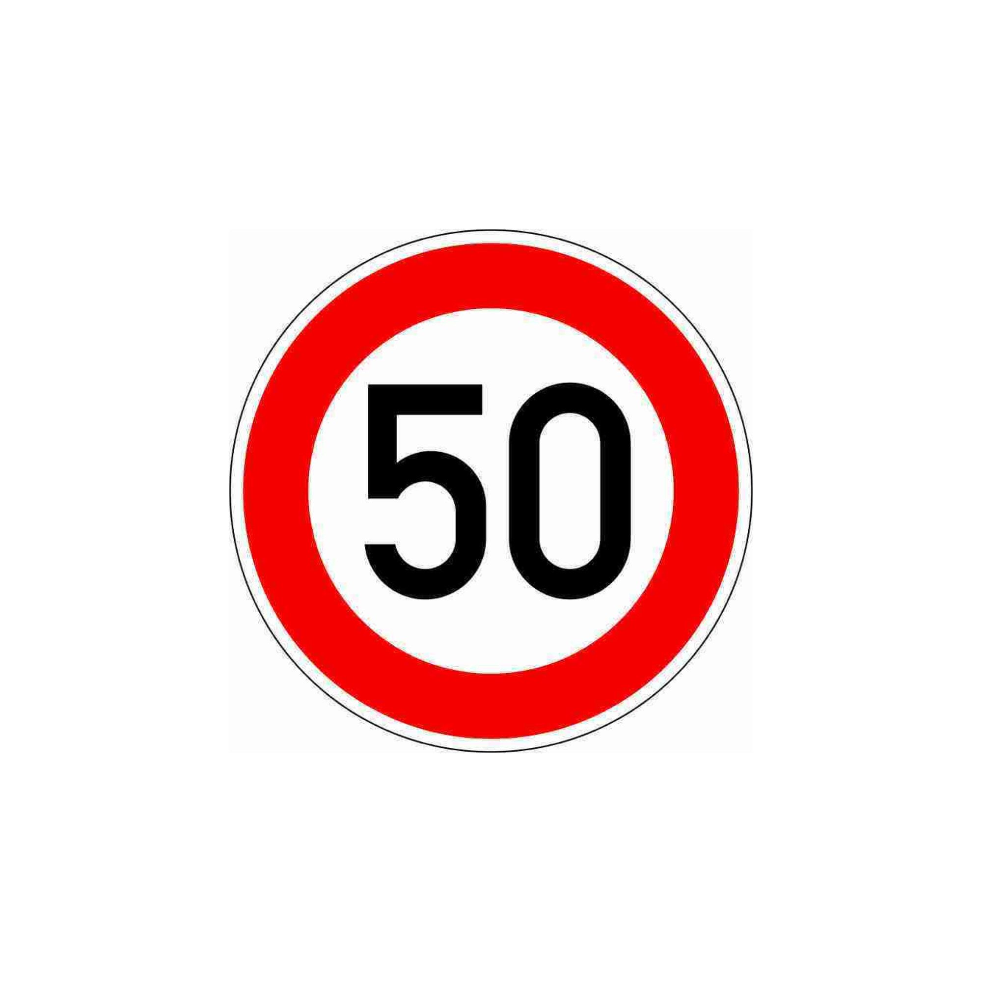 Warnschild VKZ.274-50 Ronde 600mm 50 km/h RAL-Gütezeichen Folie RA1