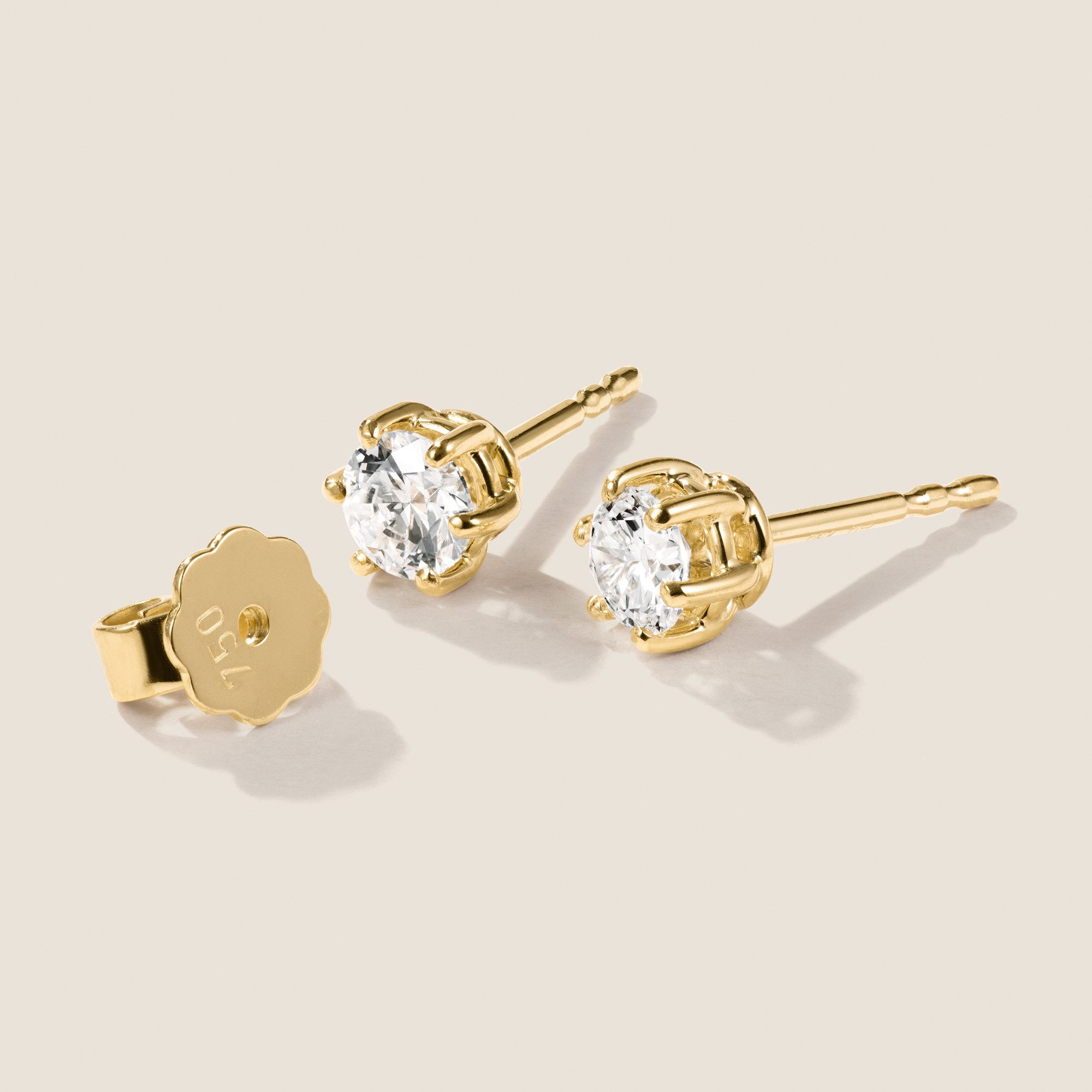 Webgoldschmied Paar Ohrstecker Diamant Ohrstecker 750 Gelbgold 0,70 ct G/VS, Originalphotos, nicht im Photoshop bearbeitet
