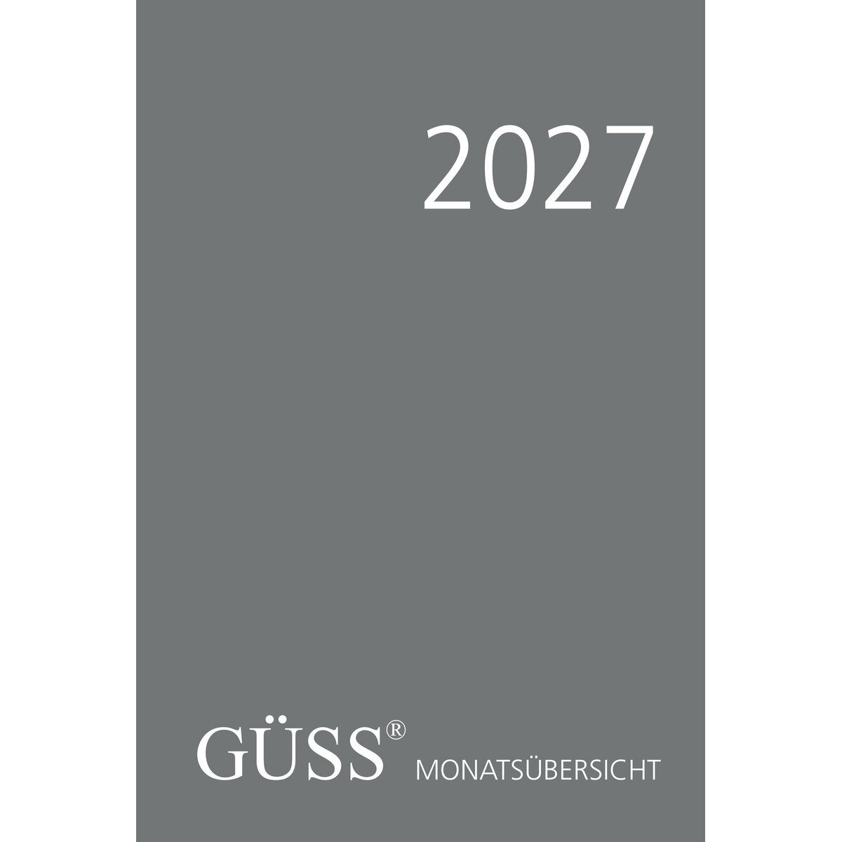 GÜSS Kalender Buchkalender Monatsübersicht 15x21cm 1 Monat/2 Seiten Softcover schwarz 2027
