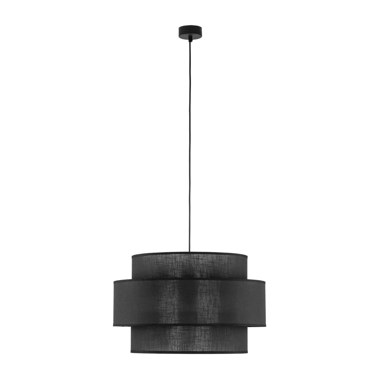 Licht-Erlebnisse Pendelleuchte GREET, ohne Leuchtmittel, Schwarz Stoff 3x E27 rund D: 50 cm H: max. 1,1 m Modern