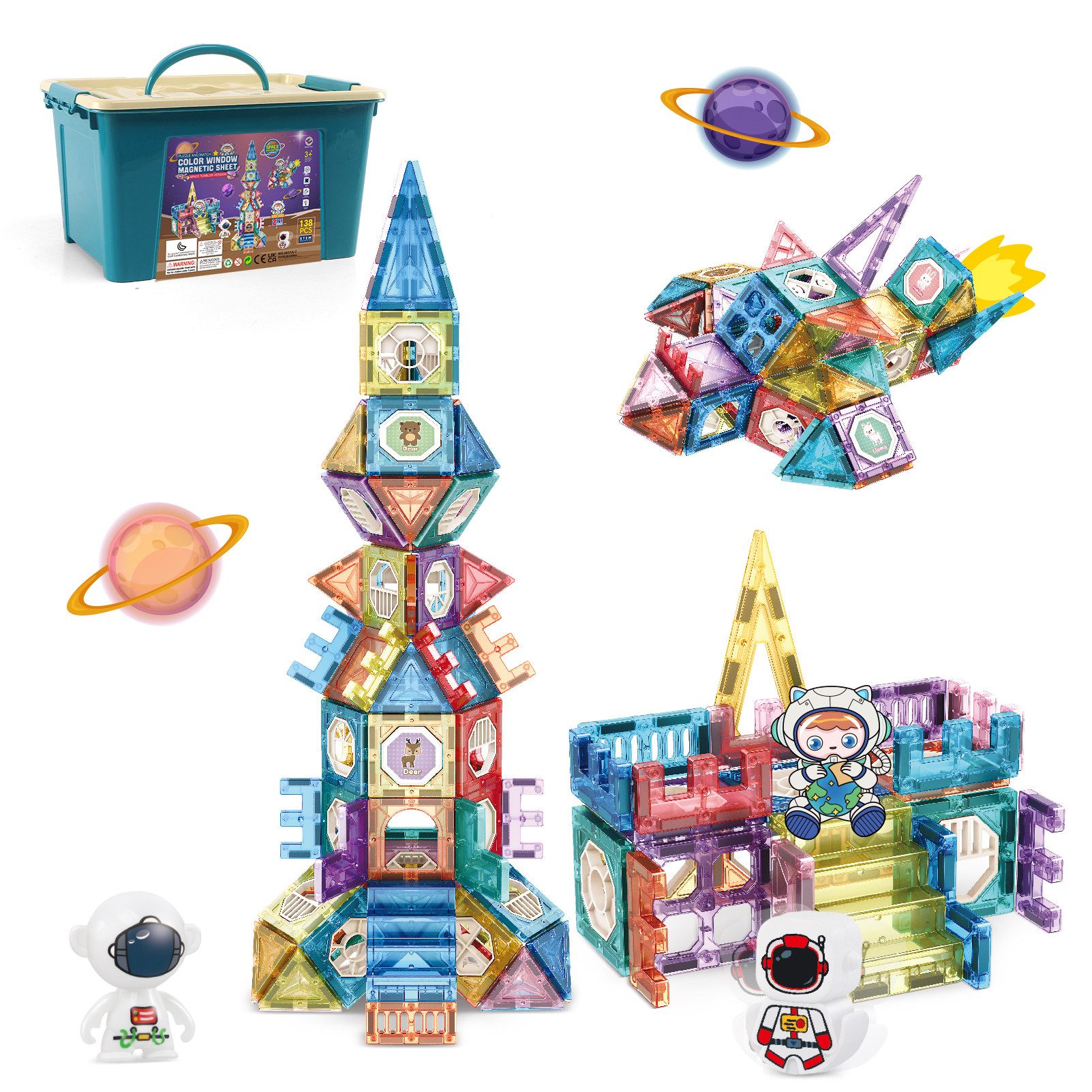 Magnetische Bausteine, 138 Teile Starker Magnet Spielzeug Kinder Magnetspielbausteine