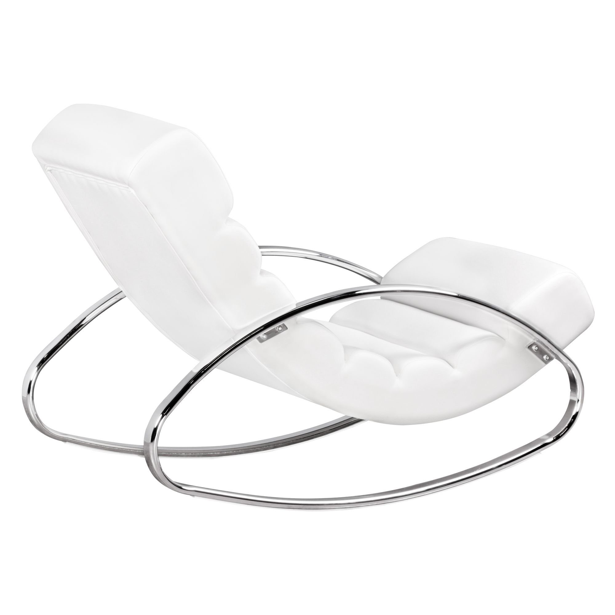 - MUR Schaukelstuhl DESIGN KADIMA mit Relaxsessel | Schaukelsessel Weiß Weiß Silber Bequemer Wippfunktion |
