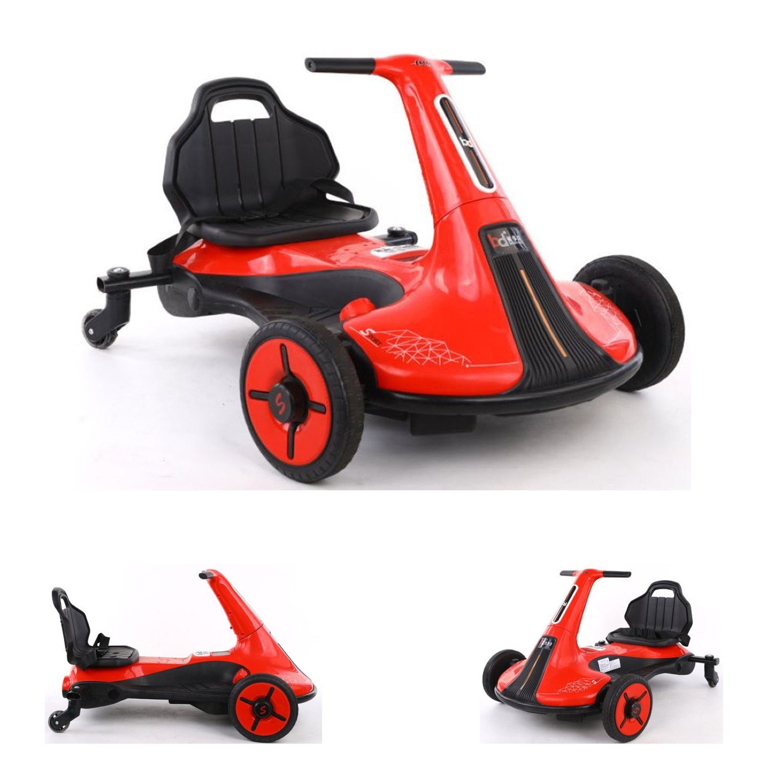 ES-Toys Elektro-Kinderauto Kinder Elektro-Fahrzeug Drift, Belastbarkeit 60 kg, Cart Gokart, Bluetooth Rückwärtsgang Hupe