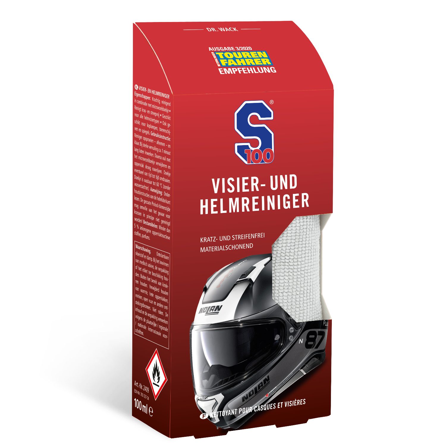 Dr. Wack S100 Visier- und Helmreiniger 100 ml, inkl. Mikrofasertuch Auto-Reinigungsmittel