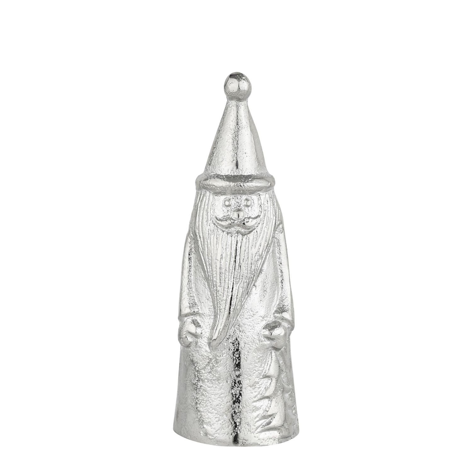 Marrakesch Orient & Mediterran Interior Dekofigur Moderne weihnachtliche Dekofigur Santa aus Aluminium, Silber 19 cm (1 St), Handarbeit