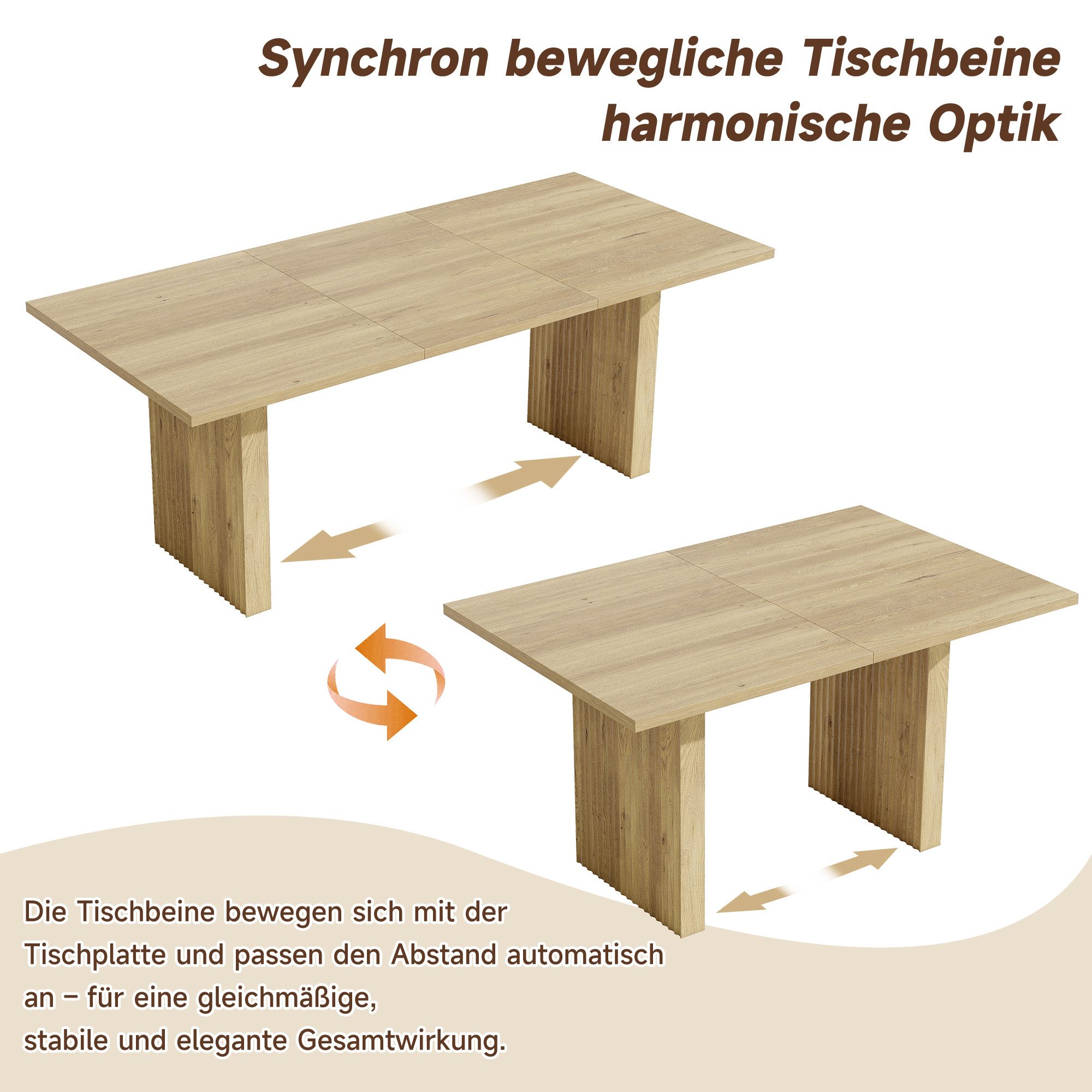 MODFU Esstisch Ausziehtisch von 140 auf 200 cm, 3 cm stark (Packung, 1-St., rechteckig, Eichenfarbe), für 6-8 Pers., 75x90 cm(HxT), stabil
