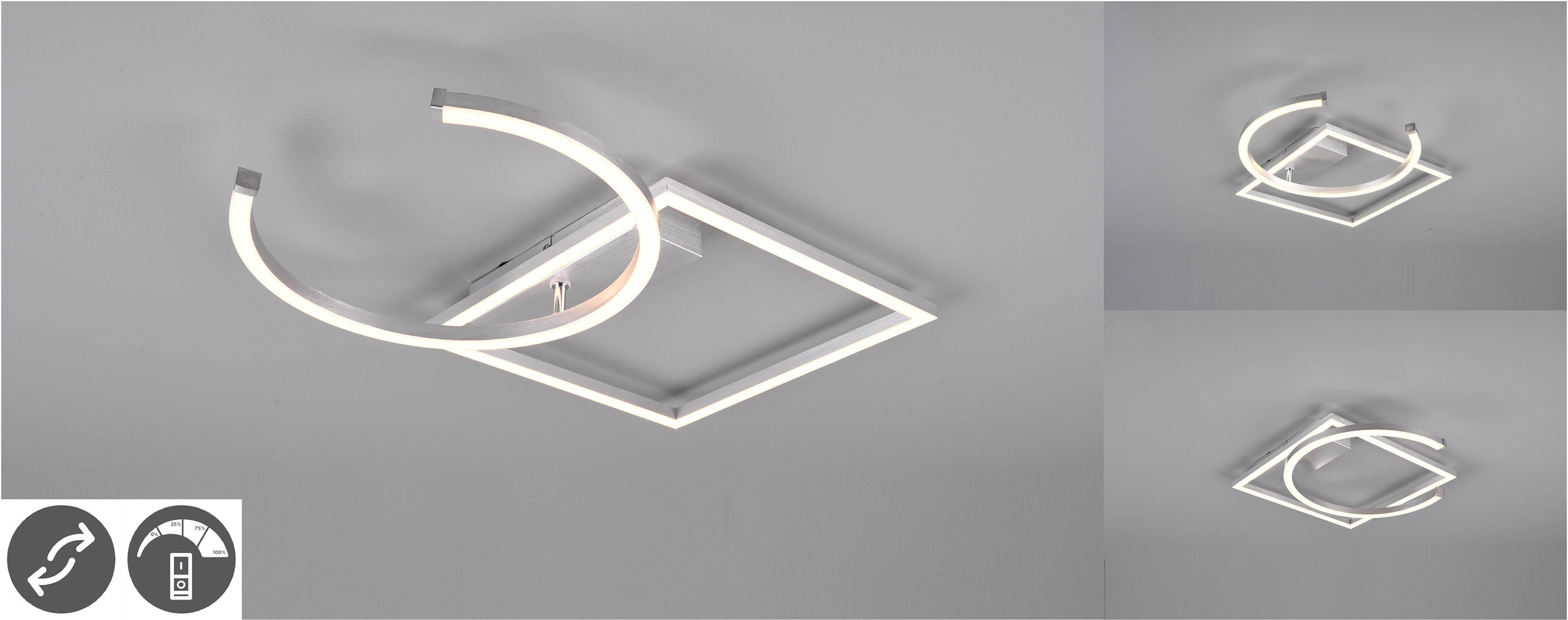 TRIO Leuchten LED Deckenleuchte Deckenmontage Wand-und zur mehrere PIVOT, LED geeignet Warmweiß, über fest integriert, dimmbar, Helligkeitsstufen, Wandschalter