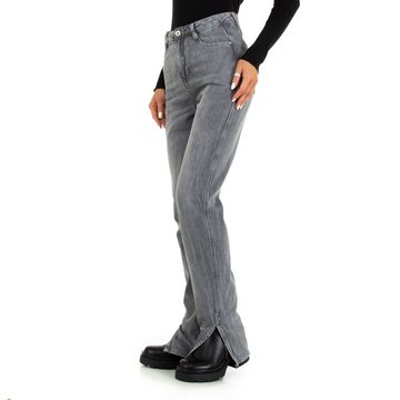 Ital-Design Straight-Jeans Damen Freizeit Straight Leg Jeans in Grau