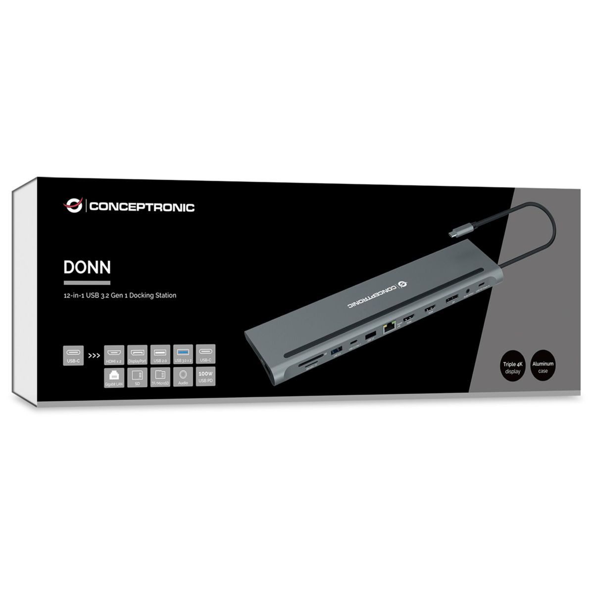 Conceptronic DONN17G 12-in-1 Dockingstation Netzwerk-Switch