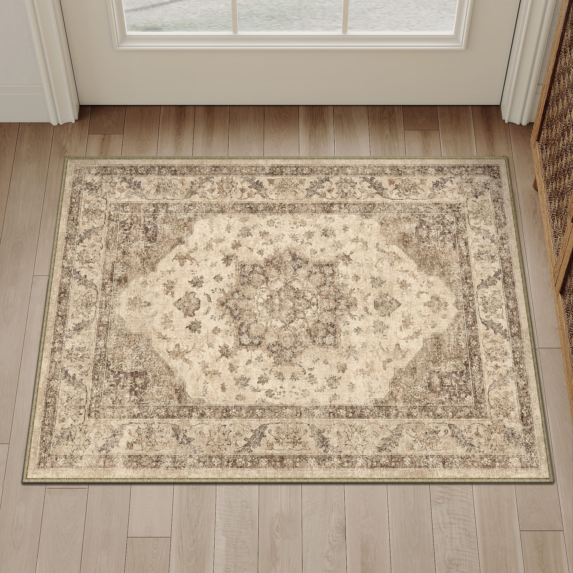 PURECOZY Teppich Kurzflor & Weich, Waschbar & Pflegeleicht, Retro-Design, Rechteckig, Höhe: 6.1 mm, geeignet für verschiedene Innenräume
