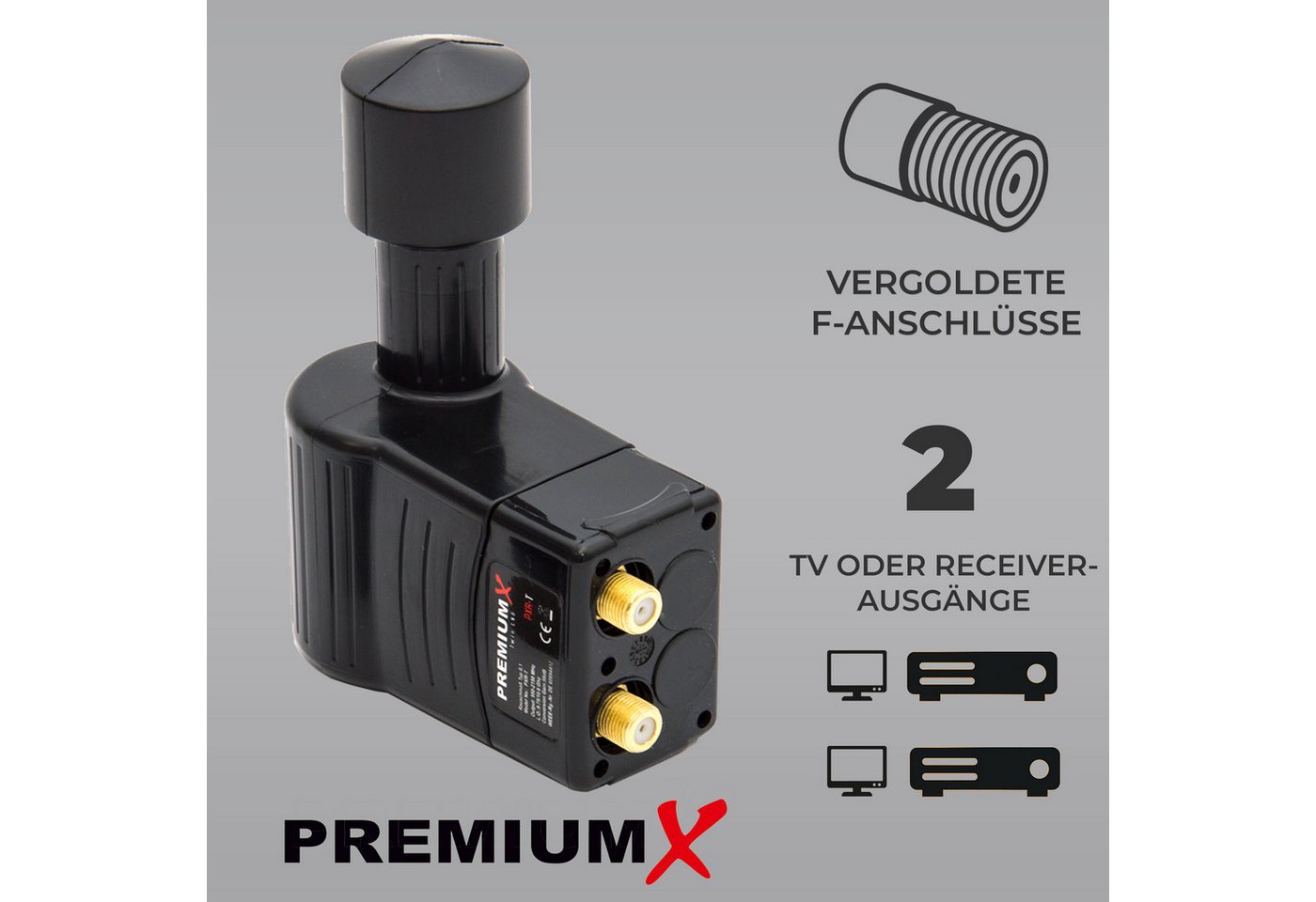 Thumbnail - PremiumX Rocket Twin LNB PXR-T Sat für 2 Teilnehmer 3° Grad Multifeed Slim Monoblock-LNB