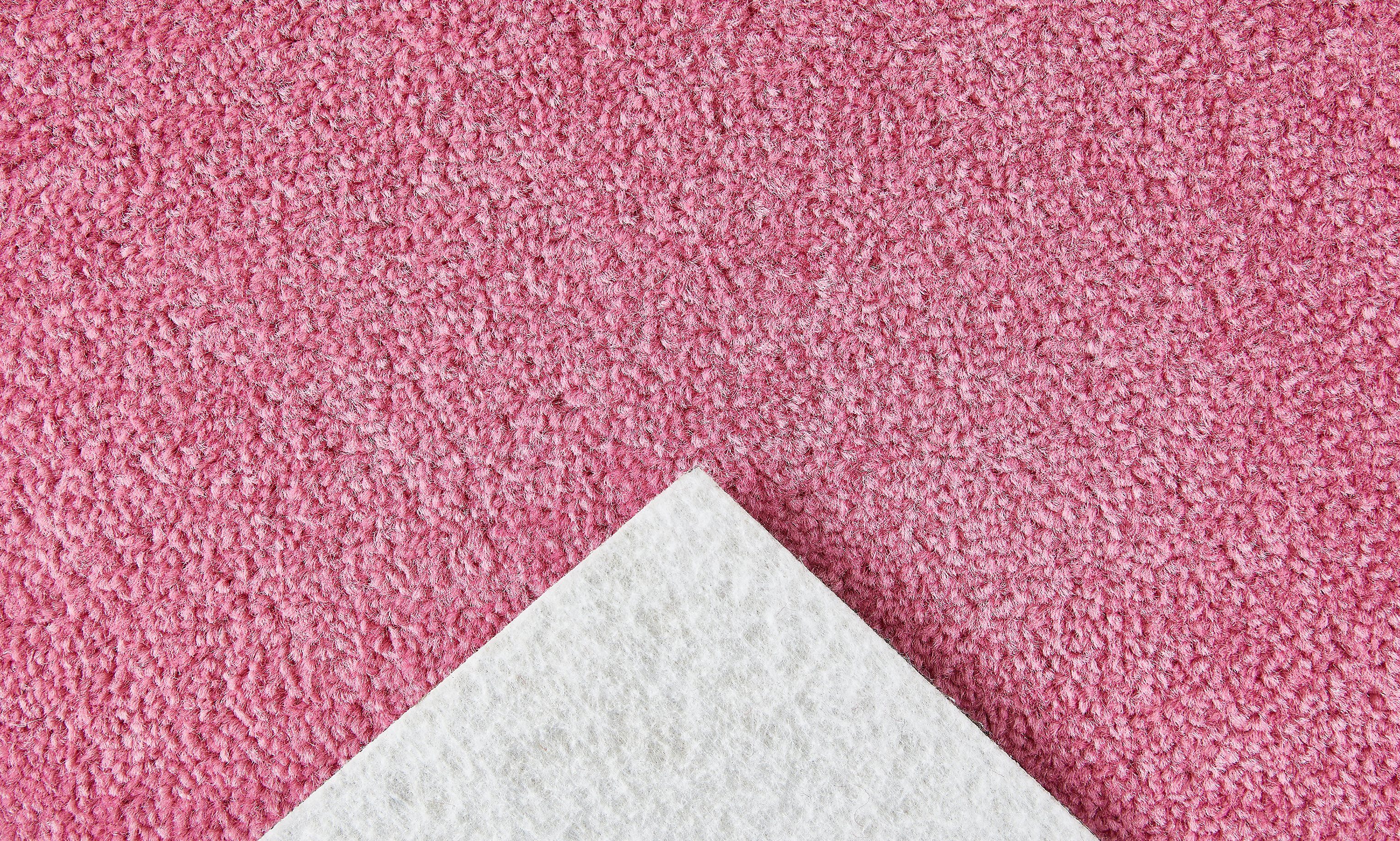 Höhe: 8.5 Teppichboden Velours Breit, Andiamo, geeignet, Teppichboden, Fußbodenheizung Bodenbelag pink cm mm, 400