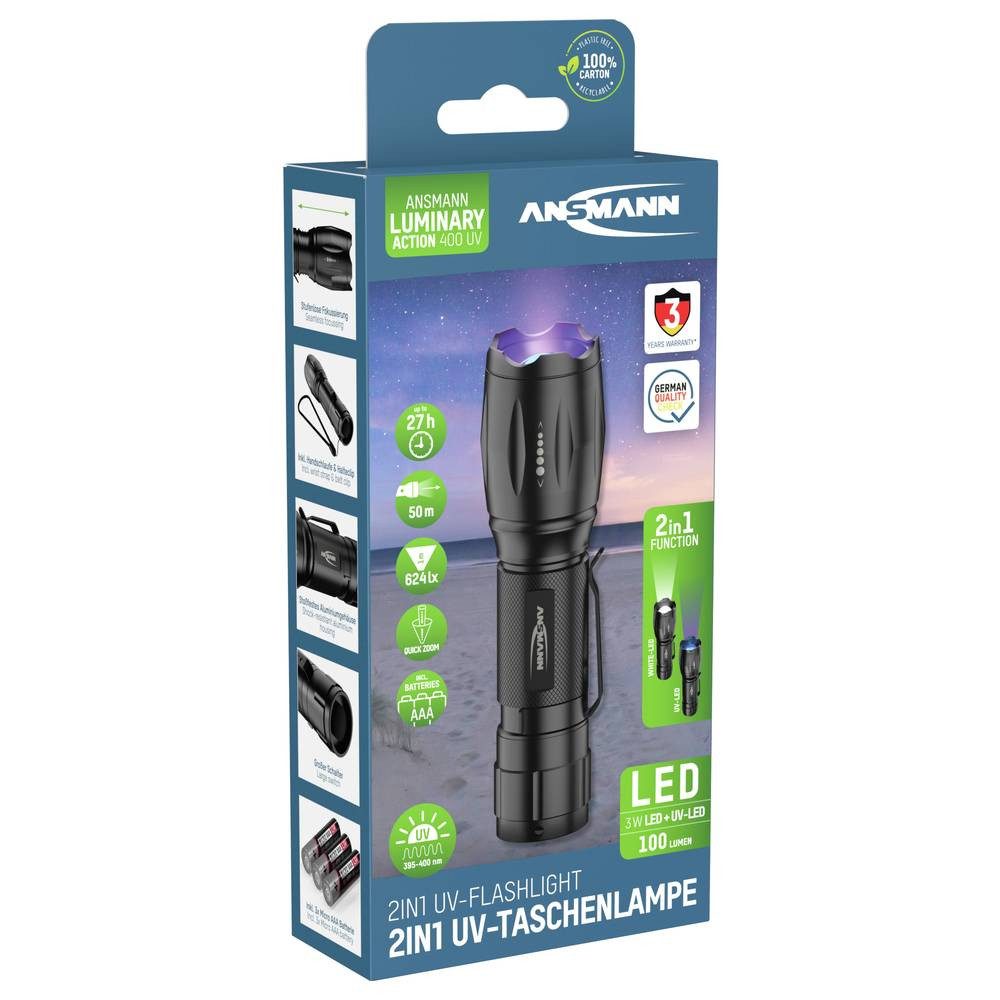 ANSMANN AG Taschenlampe UV- und LED Taschenlampe batteriebetrieben 1600-0679