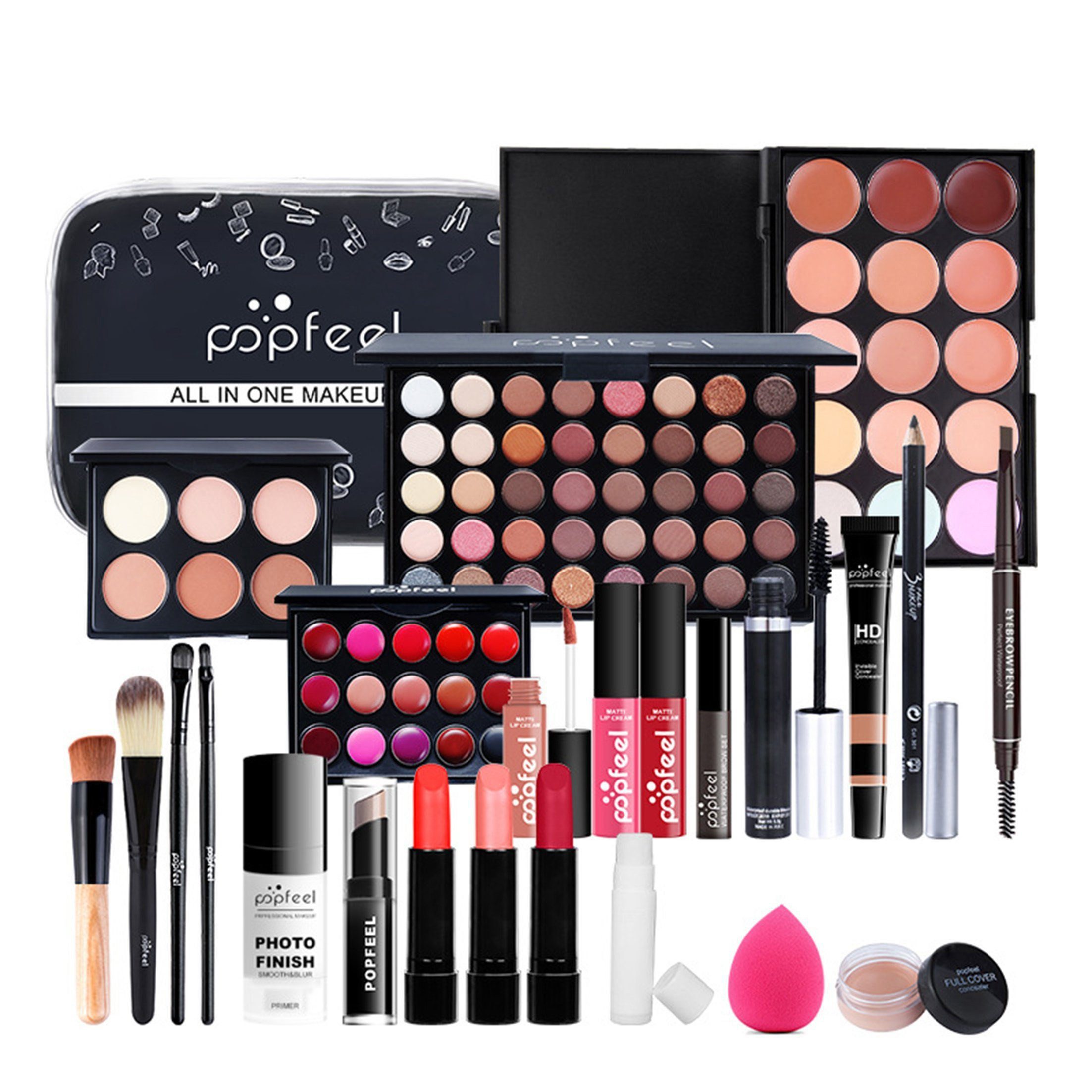 KINSI Make-up Set Make-up Set für Mädchen & Anfänger - All-in-One Schmink-Set, 24-tlg., 24-teiliges set, inkl. Eyeliner, Lidschatten & Lippenstift