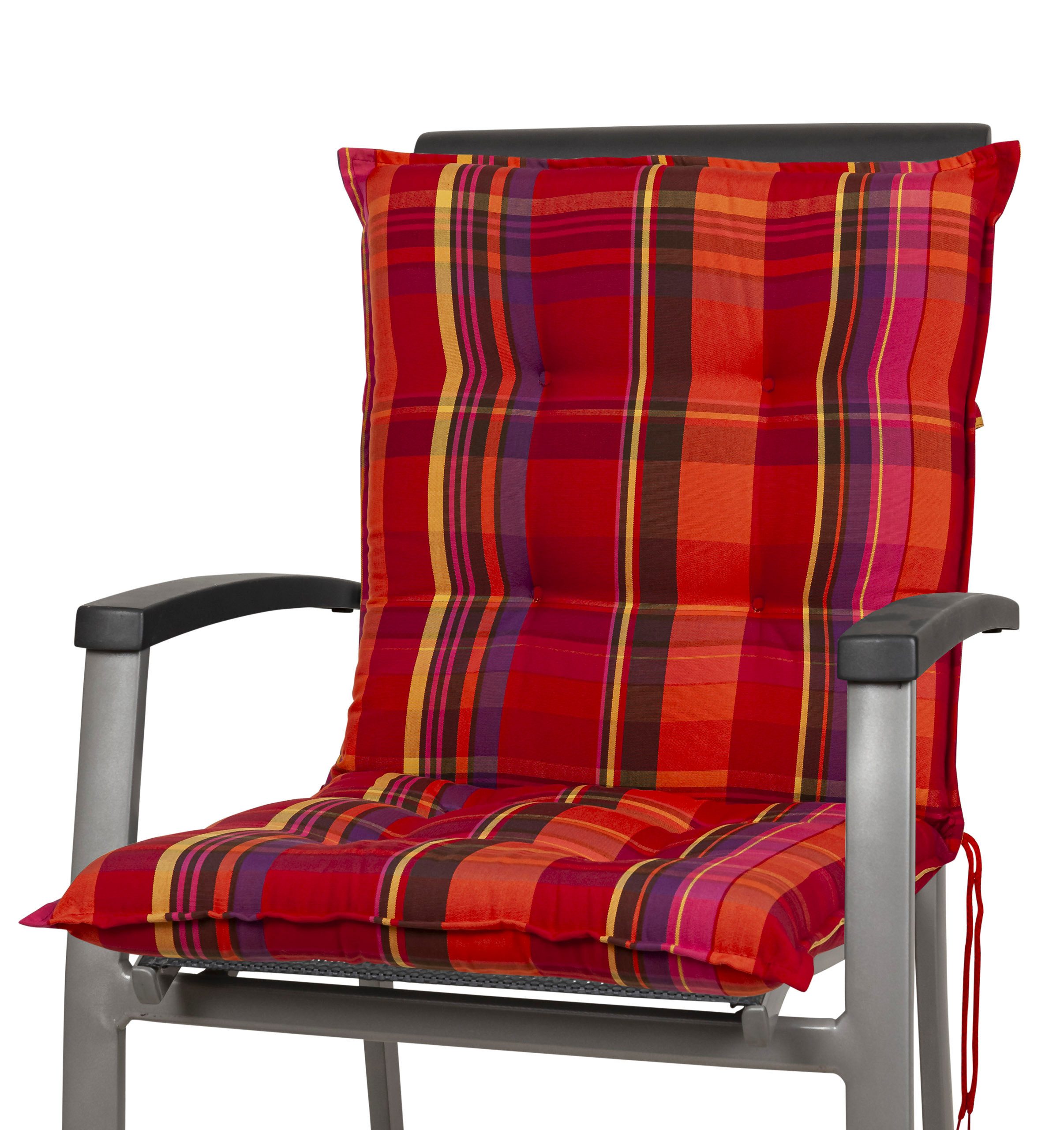 Sun Garden Sesselauflage Niederlehner Sylt 10532-310 rot-orange kariert 103x50x8 cm Sun Garden