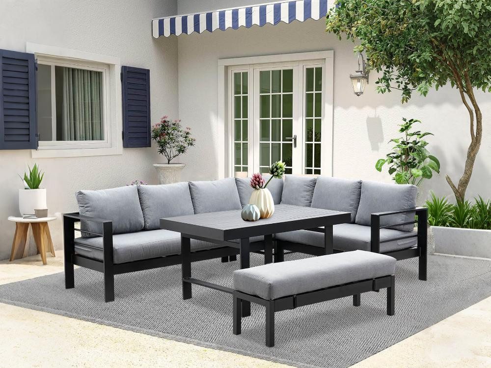 MeXo Loungeset Aluminium Gartenmöbel-Set mit Bank, günstig online kaufen