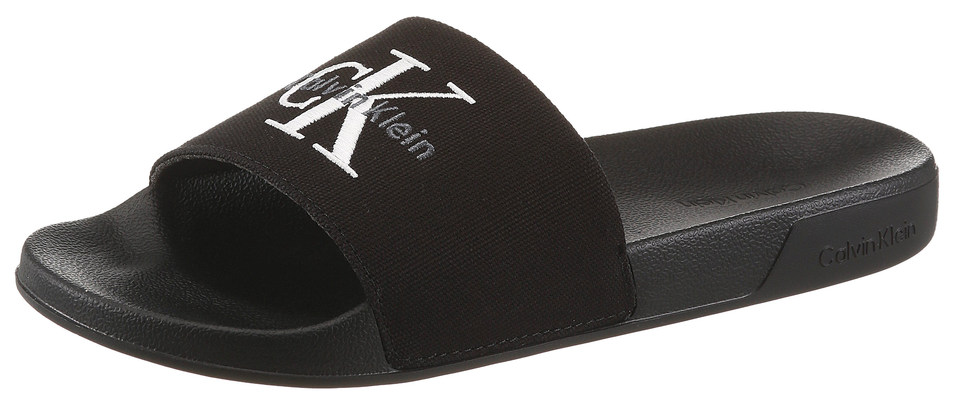 Calvin Klein ESS SLIDE CV WN Pantolette Sommerschuh, Poolslides, Pantolette, Strandschuh mit Logoschriftzug