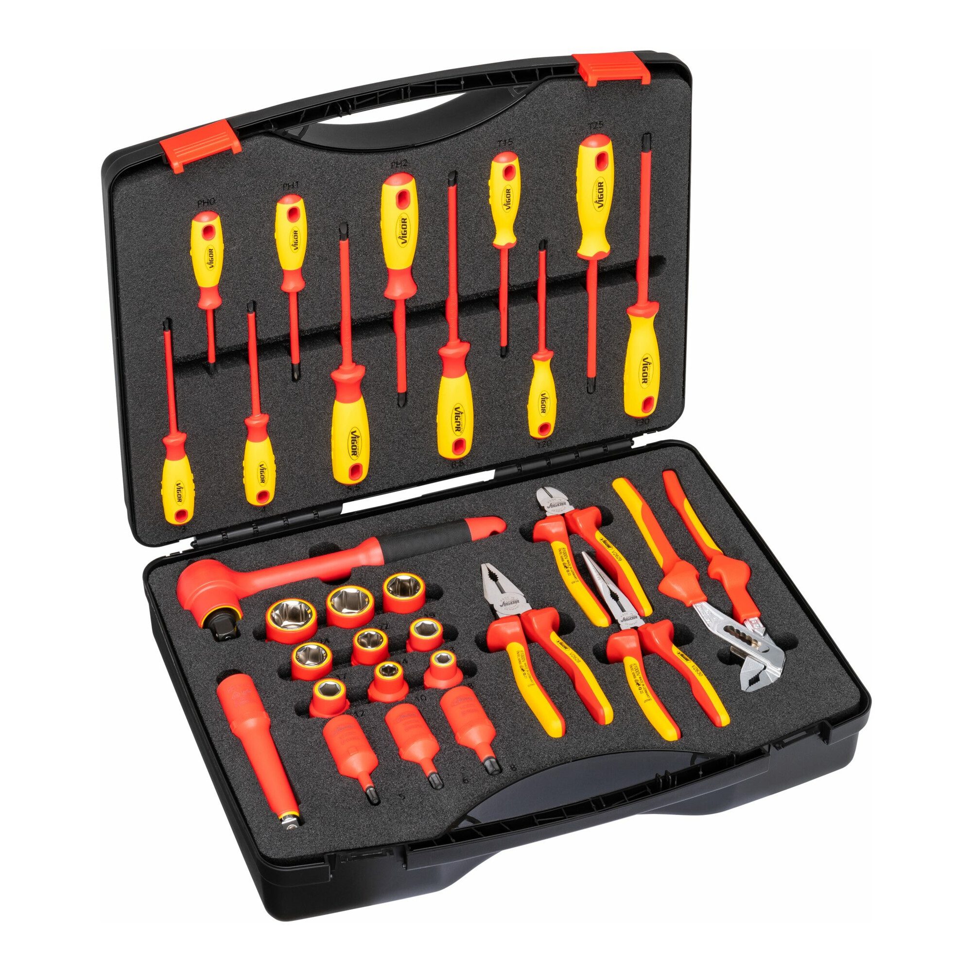 VIGOR Steckschlüssel VIGOR VDE Werkzeug Satz, V5632, 1/2 Zoll (12,5 mm) Vierkant, Außen Sec