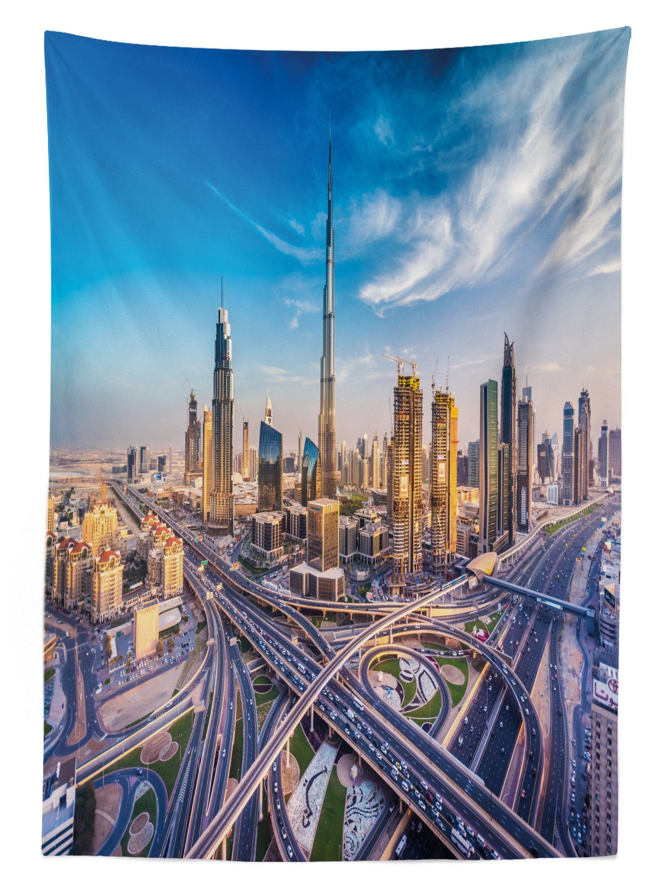 Abakuhaus Tischdecke Farbfest Waschbar Klare Für geeignet Panorama-Dubai Dubai den Farben, Verkehr Bereich Außen