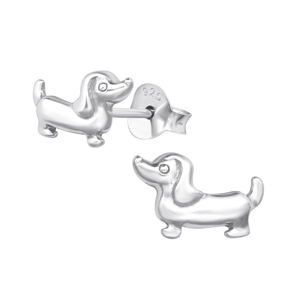 BUNGSA Ohrring-Set Ohrstecker Dackel aus 925 Silber Damen (1 Paar (2 Stück), 2-tlg), Ohrschmuck Ohrringe