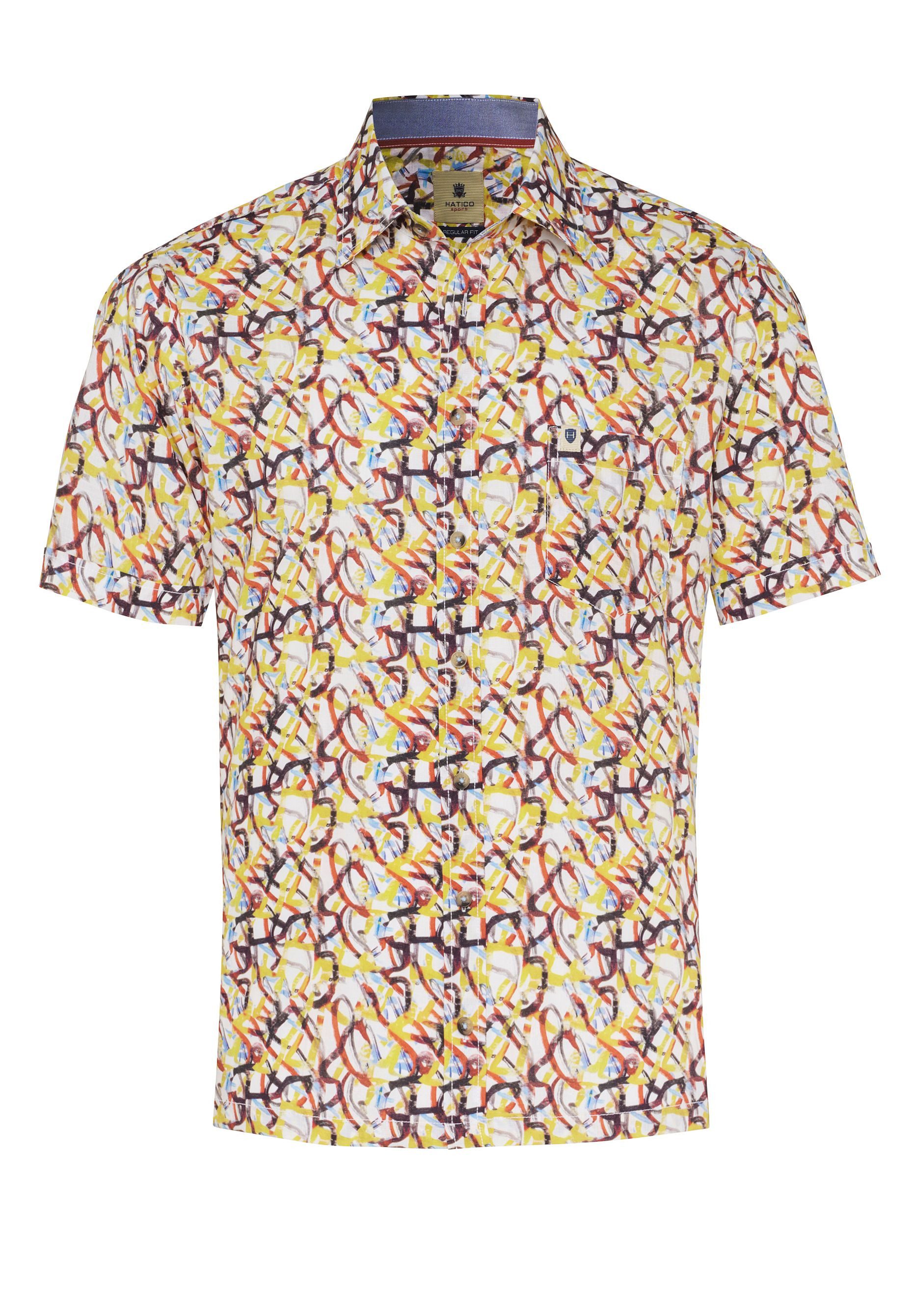 Hatico Kurzarmhemd - Sport Hemd - regular fit - Freizeithemd mit Print
