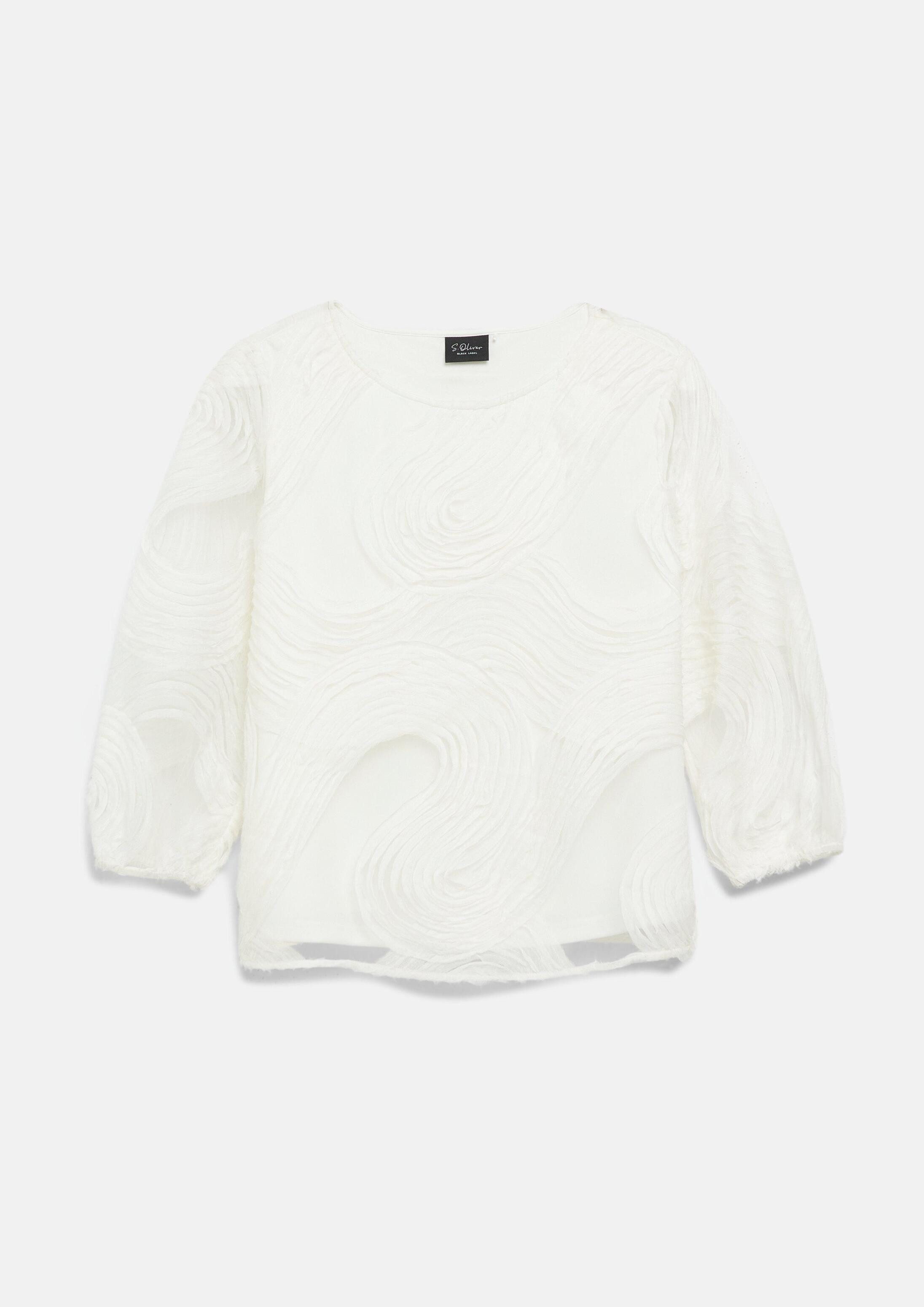 s.Oliver Kurzarmbluse Bluse Bluse mit Chiffon-Wellen-Muster