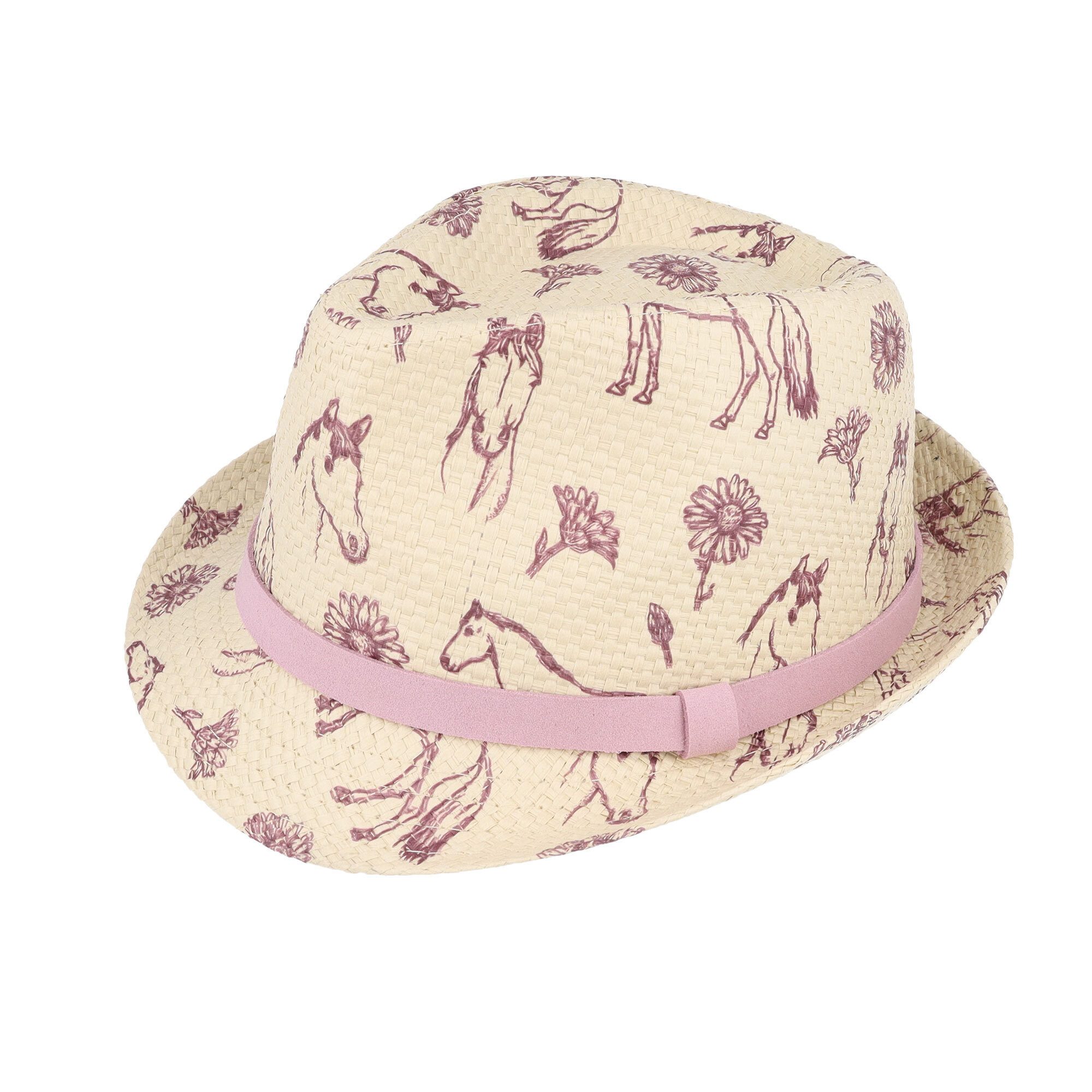 MAXIMO Strohhut KIDS GIRL-Trilby Pferde,Blumen (1-St)