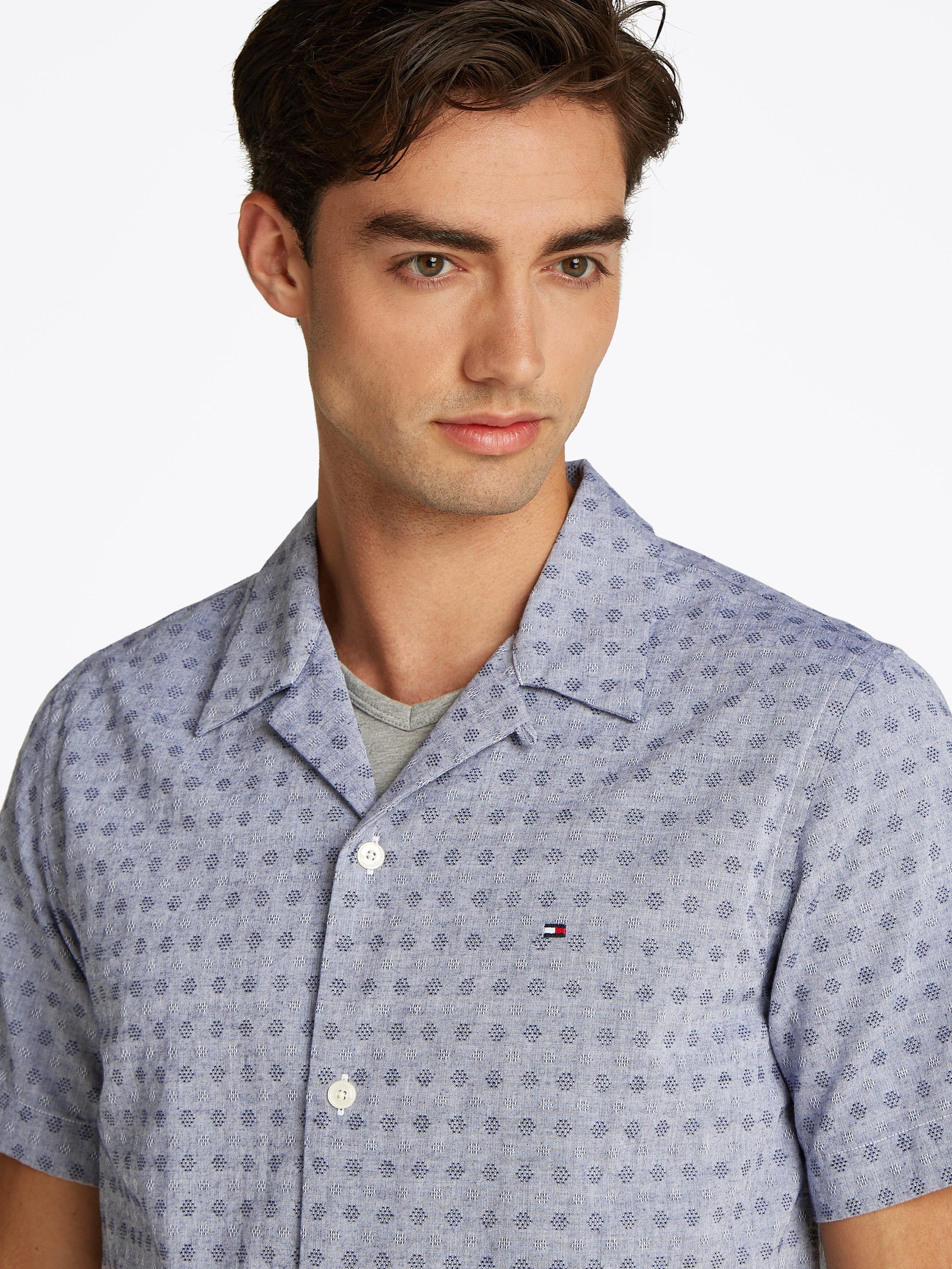 Tommy Hilfiger Kurzarmhemd COTTON LINEN DOBBY SS Regular Fit SHIRT günstig online kaufen