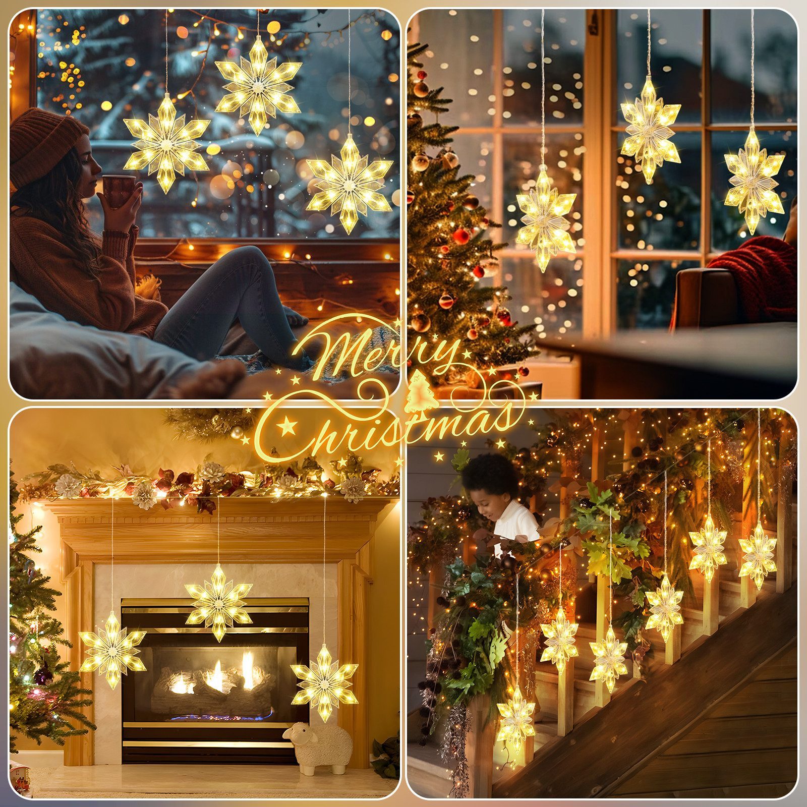 Quntis LED-Lichterkette 60/80/120cm LED-Lichtervorhang für fenster günstig online kaufen