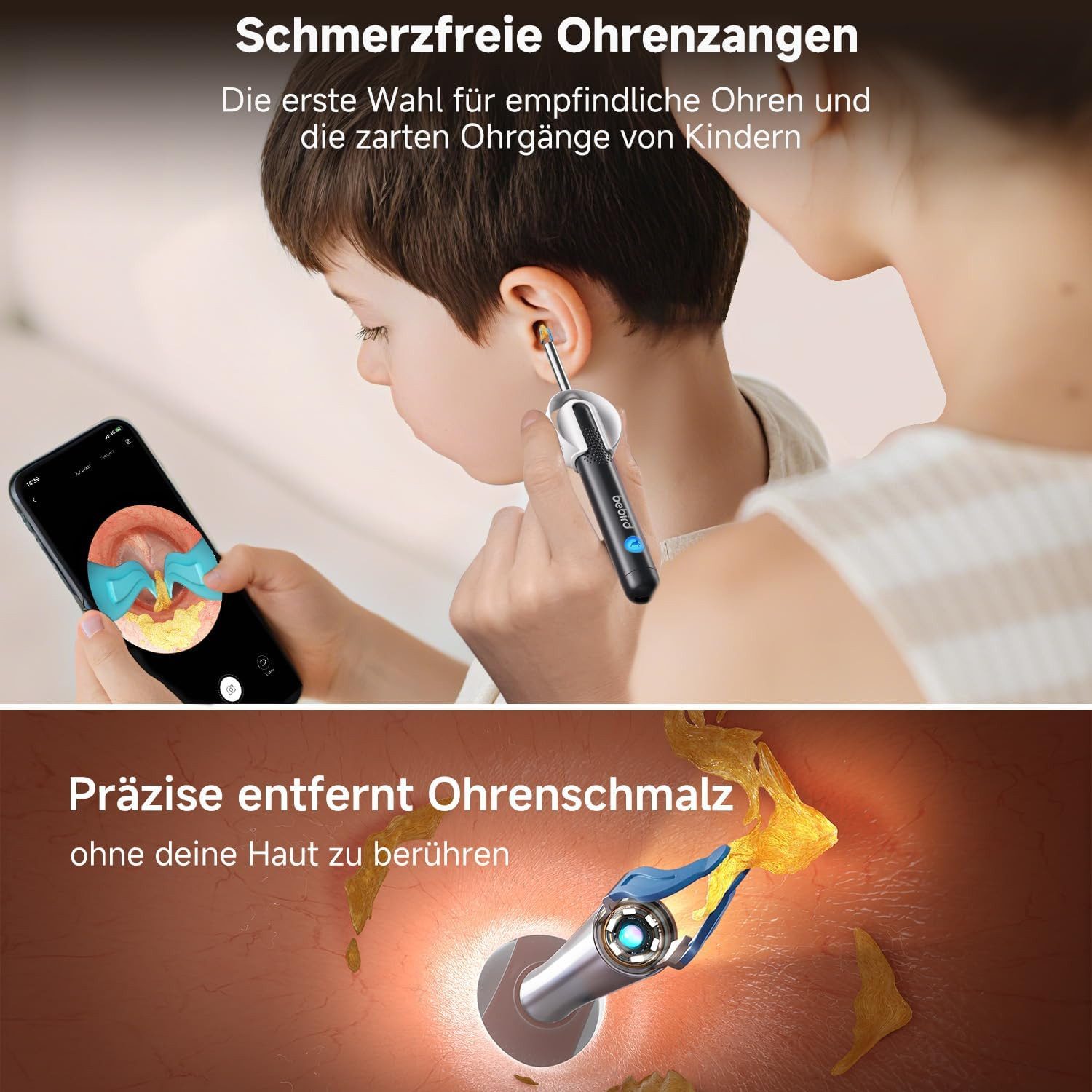 Luckice Ohrenreiniger Ohrreiniger mit Kamera,Otoskop Ohrreinigung,Visueller Ohrreiniger, Spar-Set 1-tlg., Ohrenreiniger mit Otoskop, Set mit Pinzette & Dropper, – Bild 5 von 5