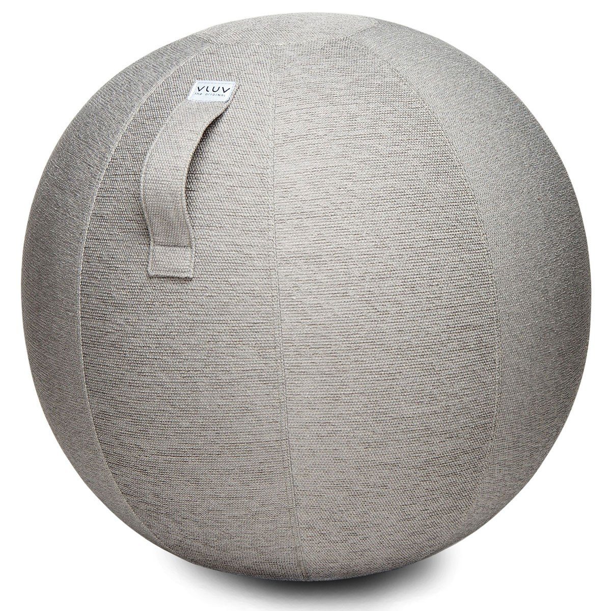 VLUV Sitzball BOL STOV Stoff-Sitzball, ergonomisches Sitzmöbel für Büro und Zuhause, Farbe: Concrete (grau), Ø 60cm - 65cm, hochwertiger Möbelbezugsstoff, robust und formstabil, mit Tragegriff