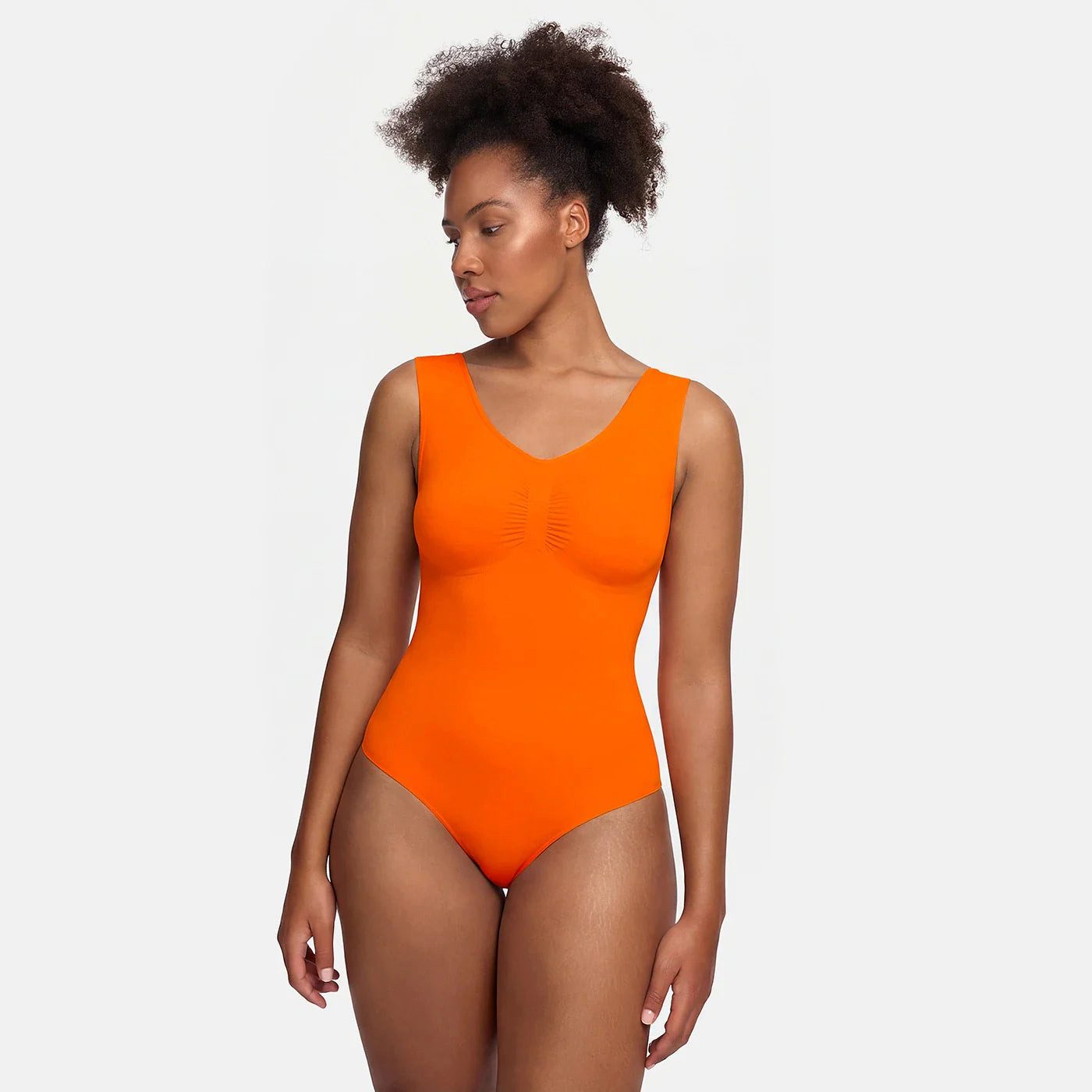 cfab (creamy fabrics) Miederbody Tank Bodysuit Sculpting Shapewear mit Slip-Sunset Orange-4XL (1-tlg) Figurformend