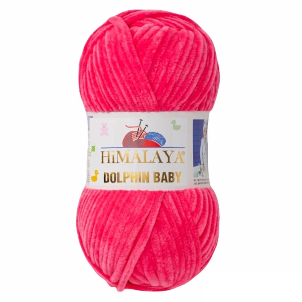 Himalaya Strickfein Himalaya Dolphin Baby Bulky Chenille Garn 80324 - pinkrot Häkelwolle, (1-St)