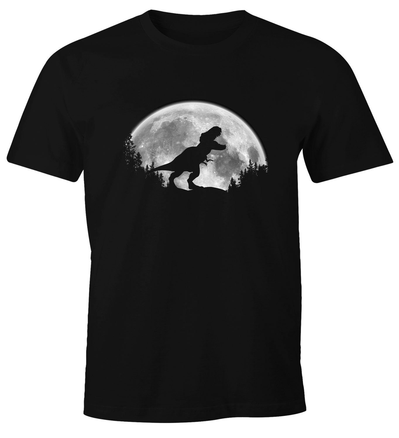 Beförderungsmöglichkeiten MoonWorks Print-Shirt Herren T-Shirt T-Rex Adventure Dinosaurier Tyrannosaurus Outdoor Moonworks® Fun-Shirt mit Print