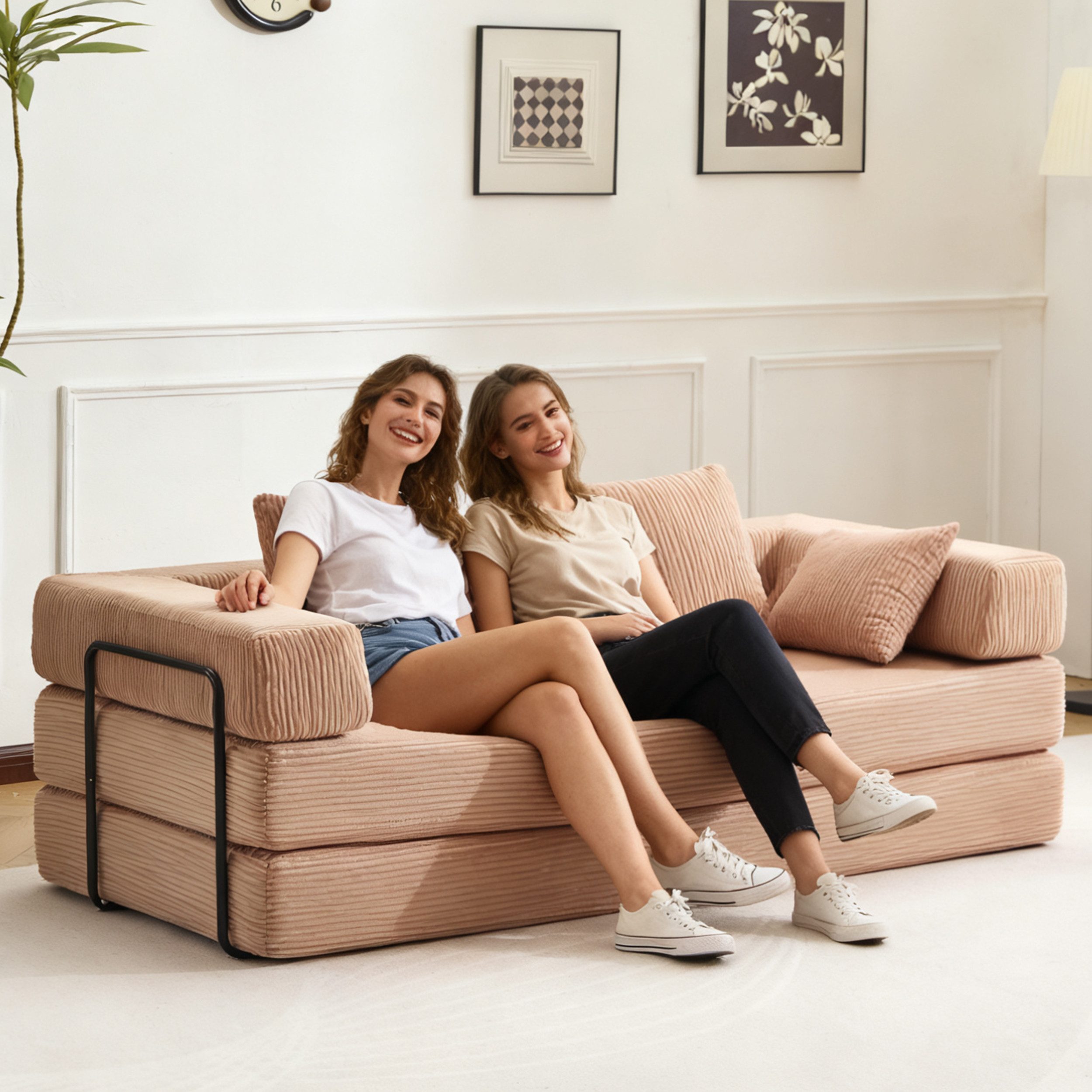 PixelPilot Schlafsofa PixelPilot 195 cm Cord-Schlafsofa, klappbar, Memory-Schaum, 4-in-1