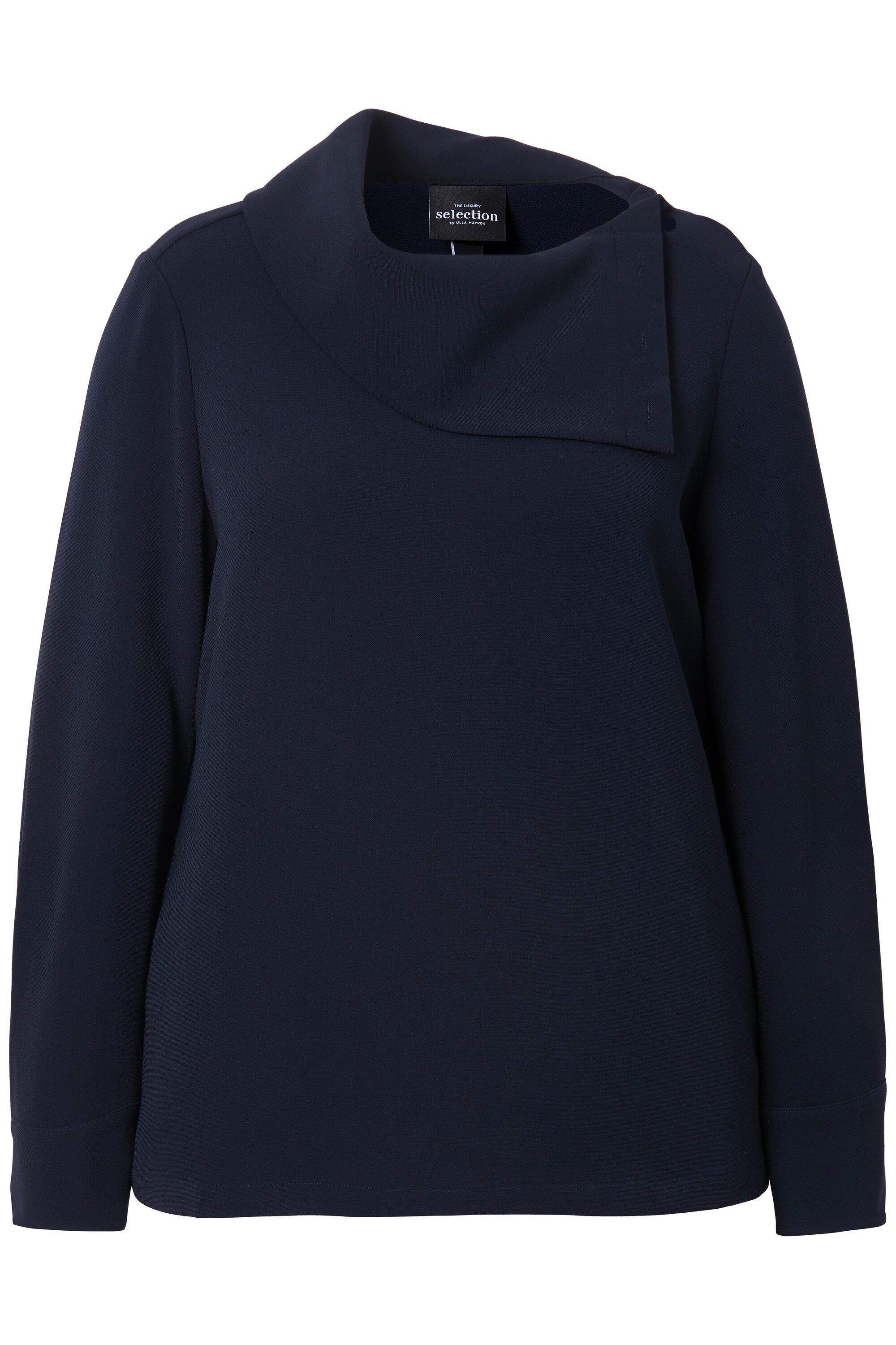 Ulla Popken Druckbluse Acetat-Bluse asymmetrischer Hemdkragen günstig online kaufen