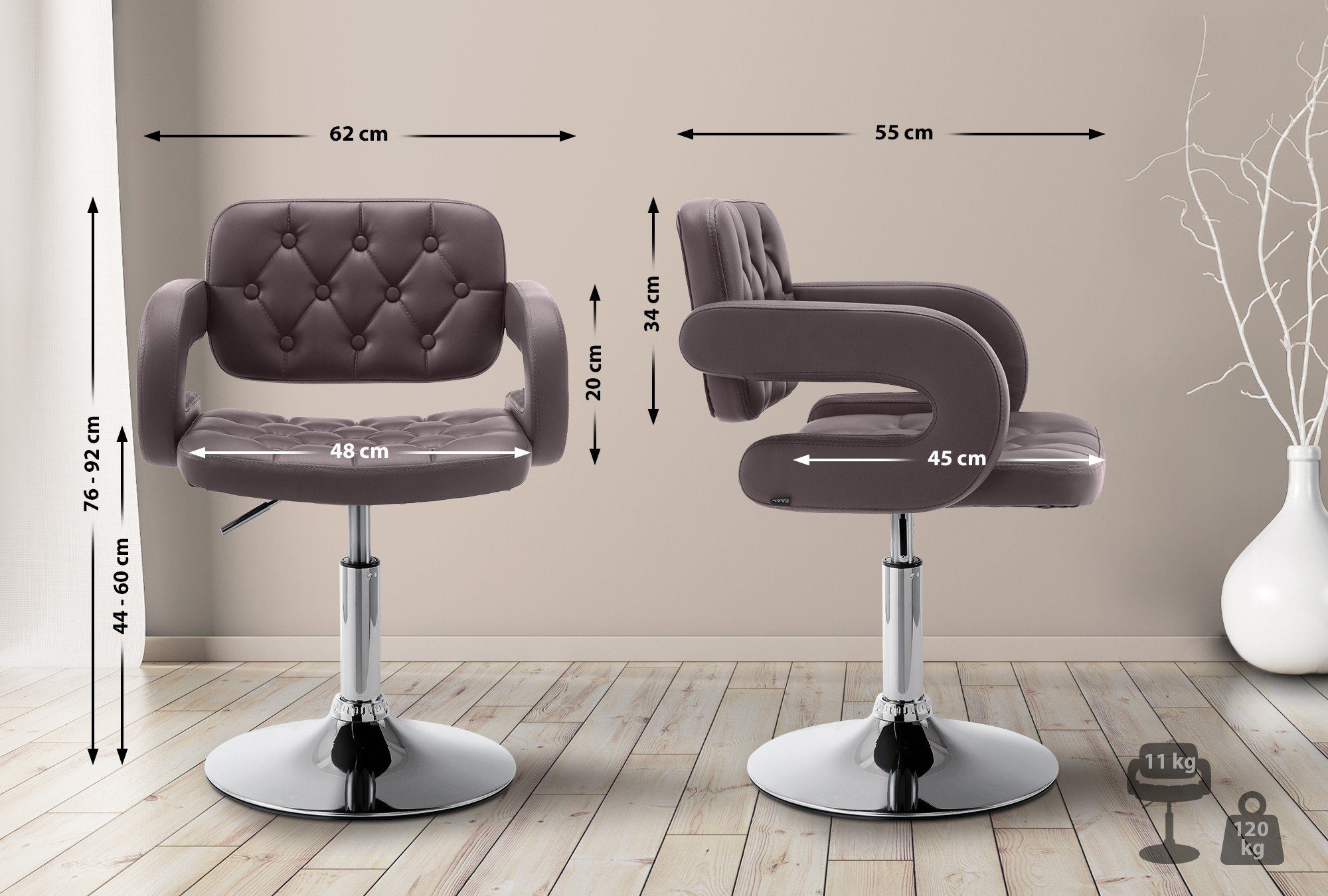 CLP Loungesessel Dublin, Kunstleder-Bezug, drehbar, höhenverstellbar günstig online kaufen