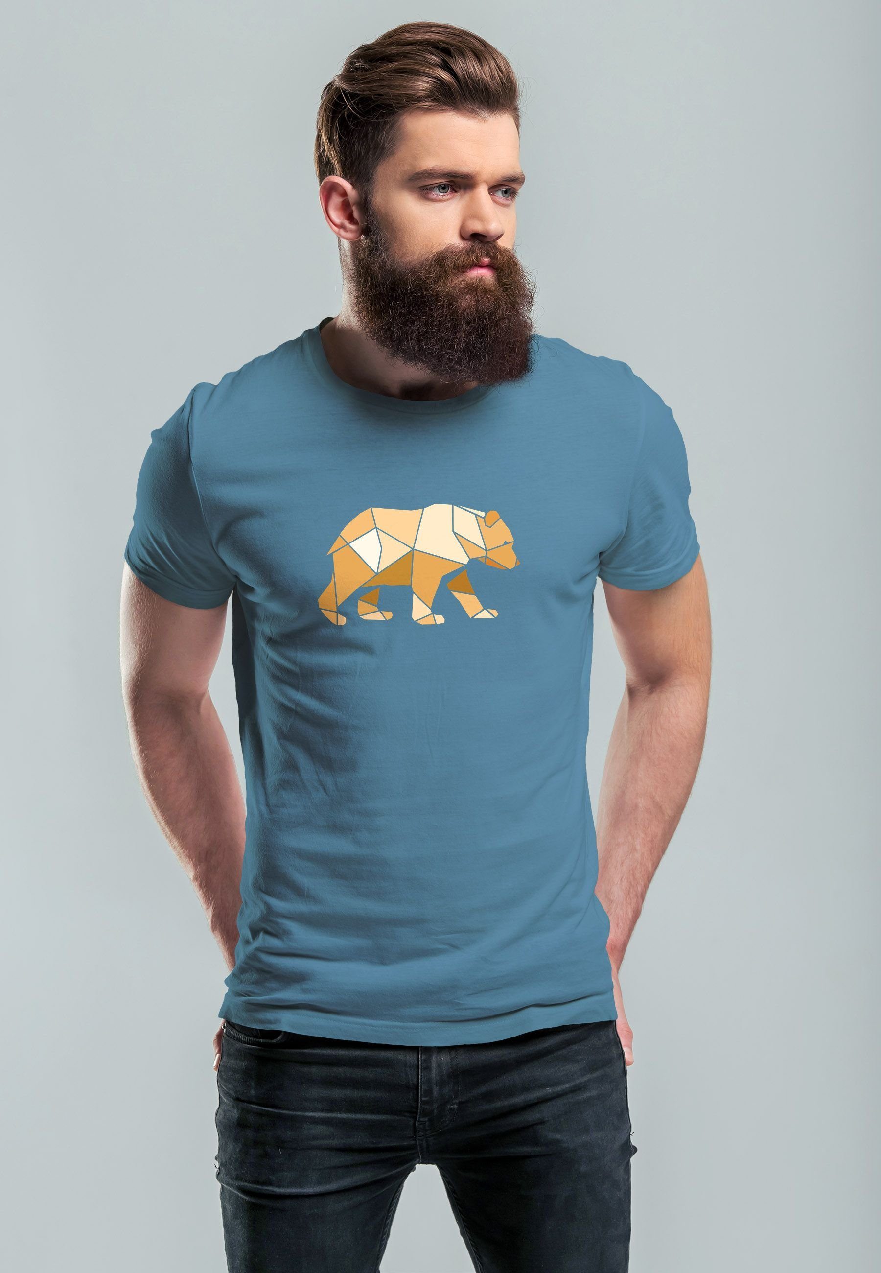 Neverless Print-Shirt Herren T-Shirt Bär Aufdruck günstig online kaufen