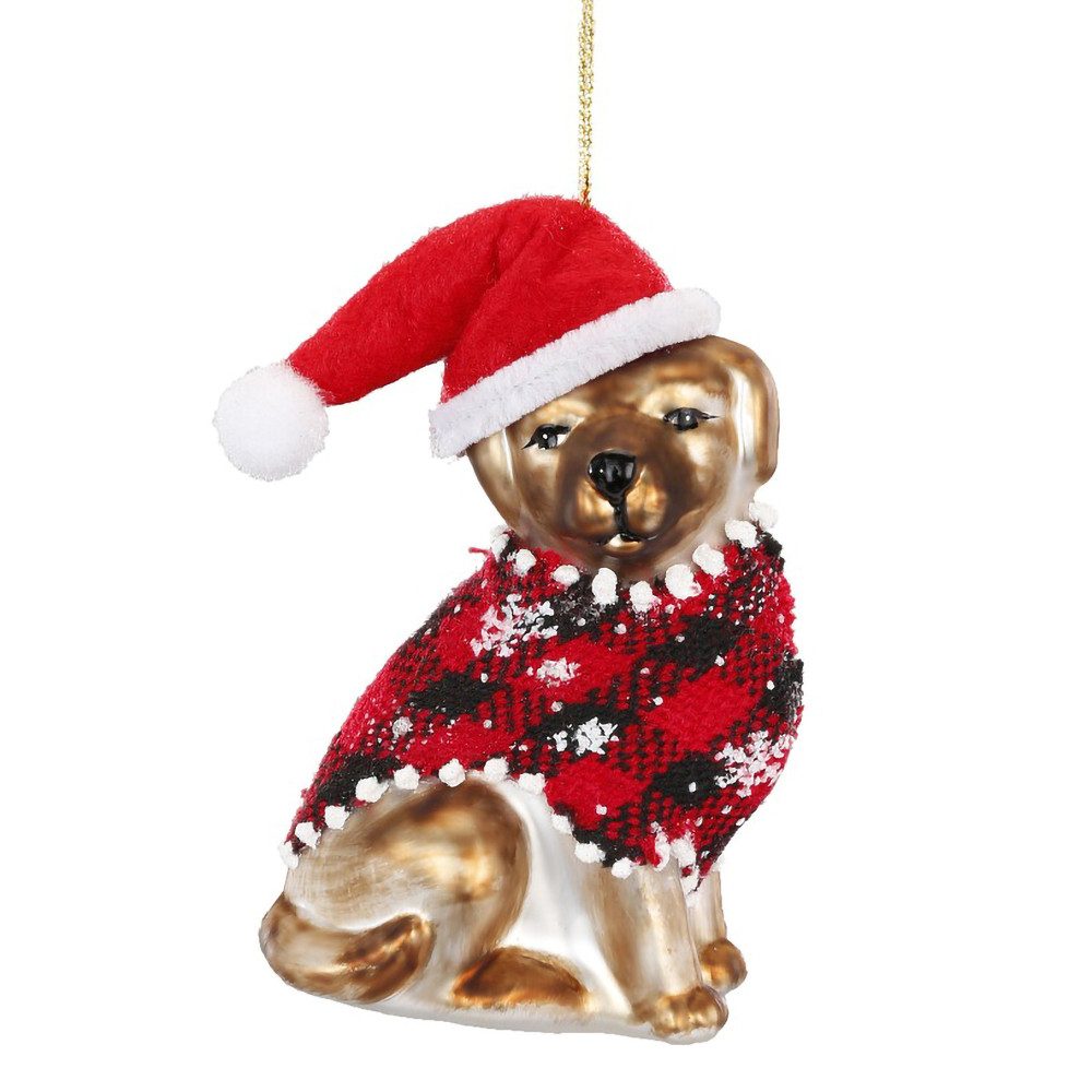 INGE-GLAS® Weihnachtsbaumkugel Christbaumschmuck Weihnachtshund 9cm